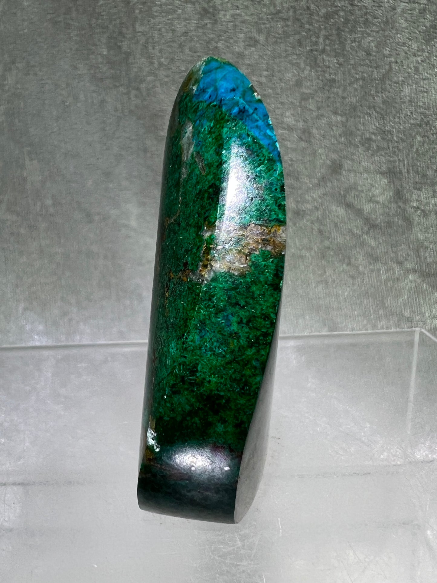 Chrysocolla Flame From Peru. Stunning Chrysocolla And Malachite Display Crystal. High Quality Flame With Gorgeous Colors.