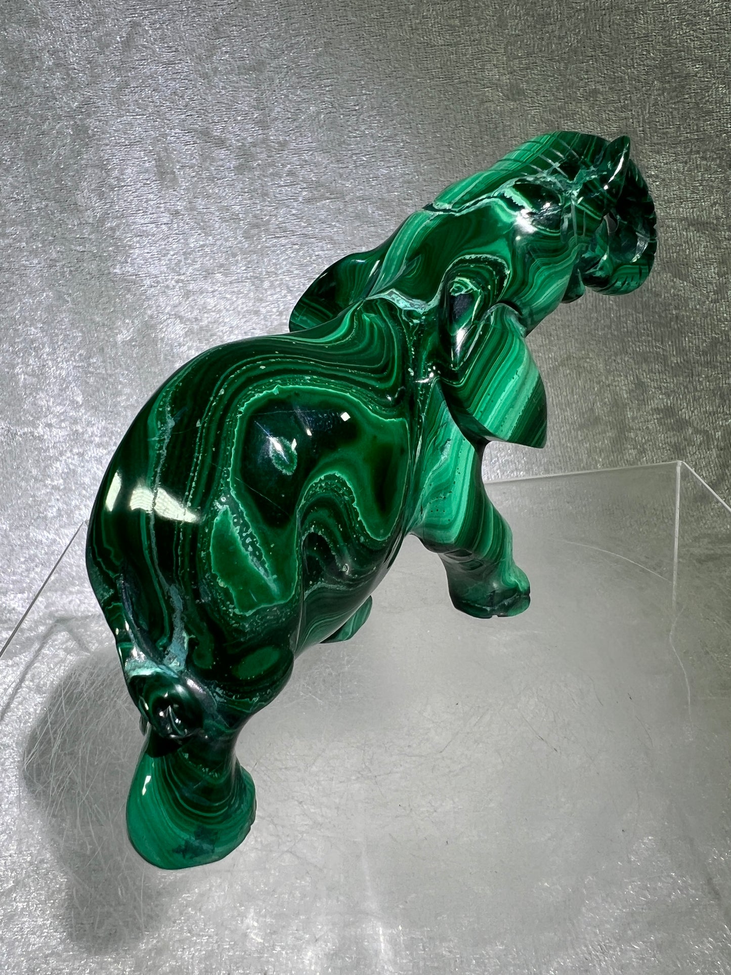 Malachite Elephant Carving From Africa. Amazing Piece Of Art For Your Collection