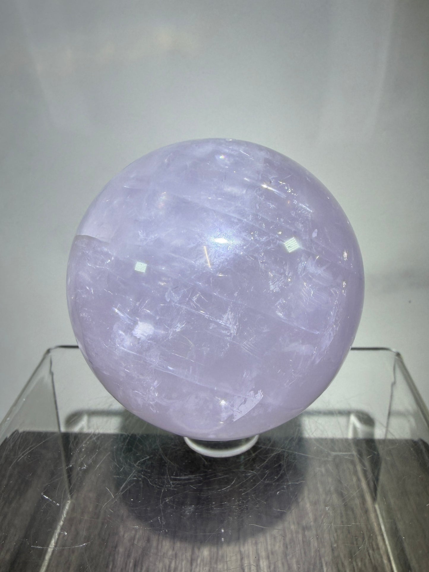 Lavender Rose Quartz Sphere. Rare Color Rose Quartz With Rainbows And Asterisms. High Quality Display Sphere.