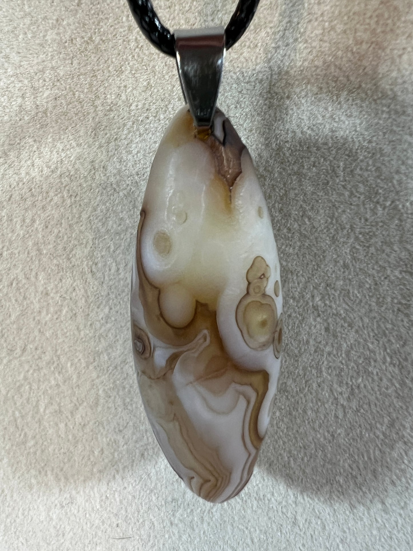 Gobi Agate Pendant. Beautiful Brown And White Gobi Desert Agate. World Famous Rare Botryoidal Chalcedony. Very Unique Crystal Necklace!