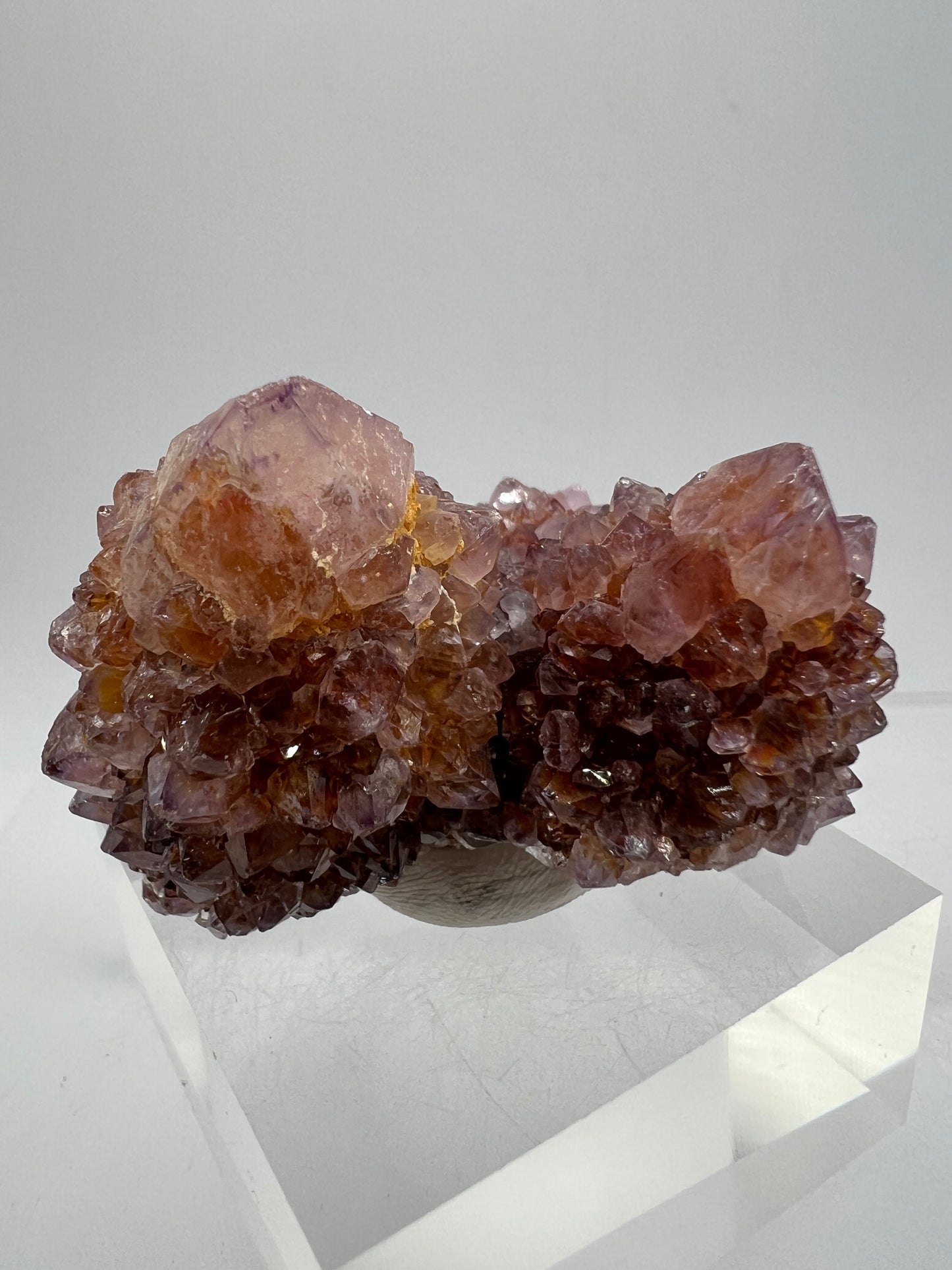Spirit Quartz Cluster. Amazing Colors With Limonite Inclusions. Beautiful Ametrine Cactus Quartz, Fairy Quartz From South Africa.