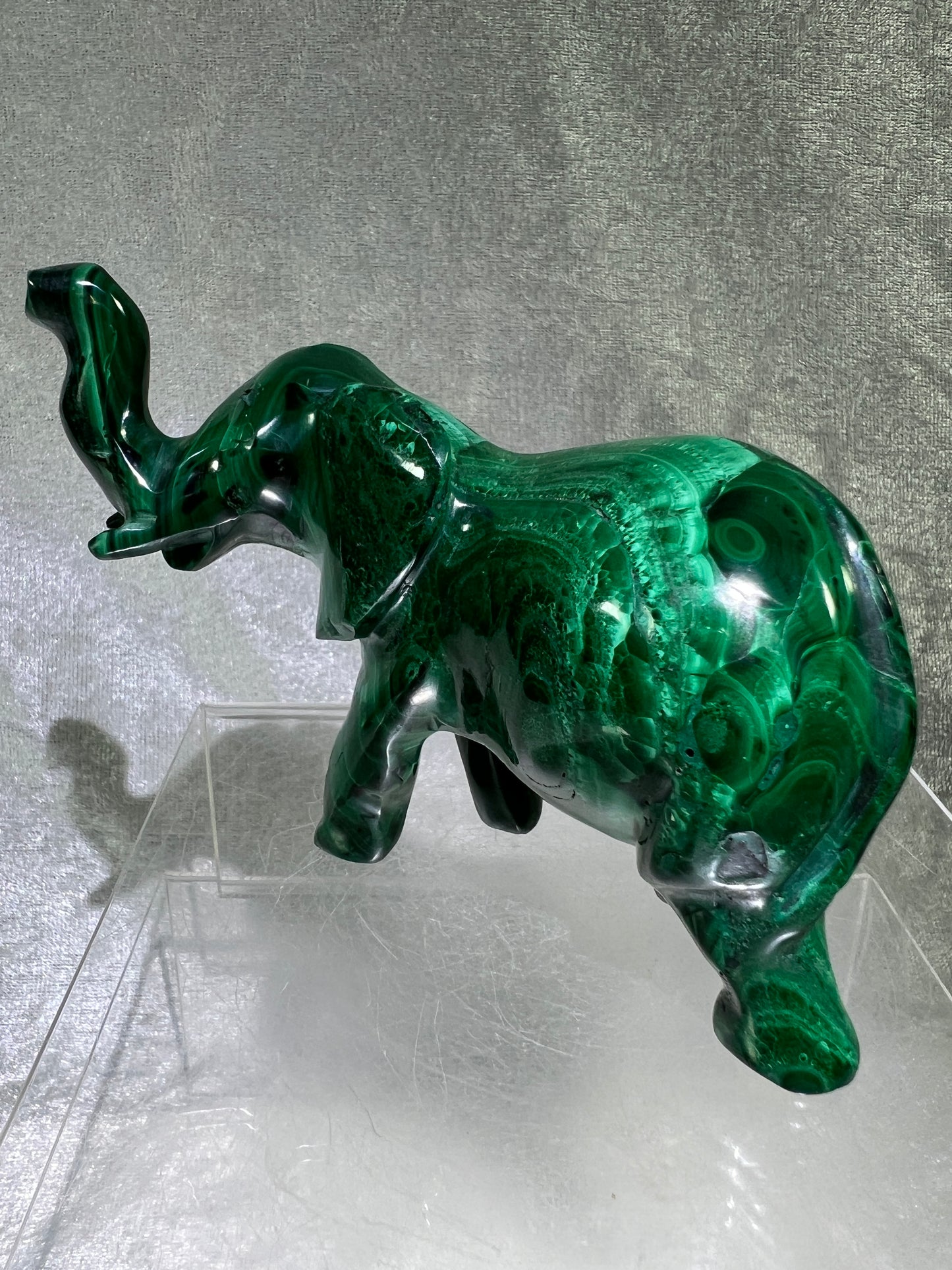 Malachite Elephant Carving From Africa. Amazing Piece Of Art For Your Collection