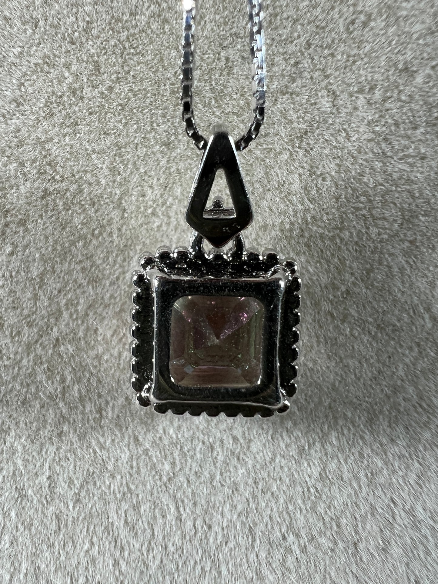 Mystic Topaz Crystal Pendant. S925 Silver Setting And Necklace. Gorgeous Mystic Topaz Gemstone.