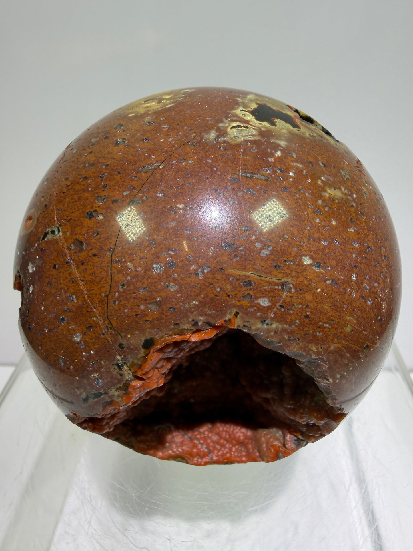 Red Fox Agate Sphere. 77mm. High Quality Druzy Crater Agate From Turkey. Stunning Rare Botryoidal Nodules