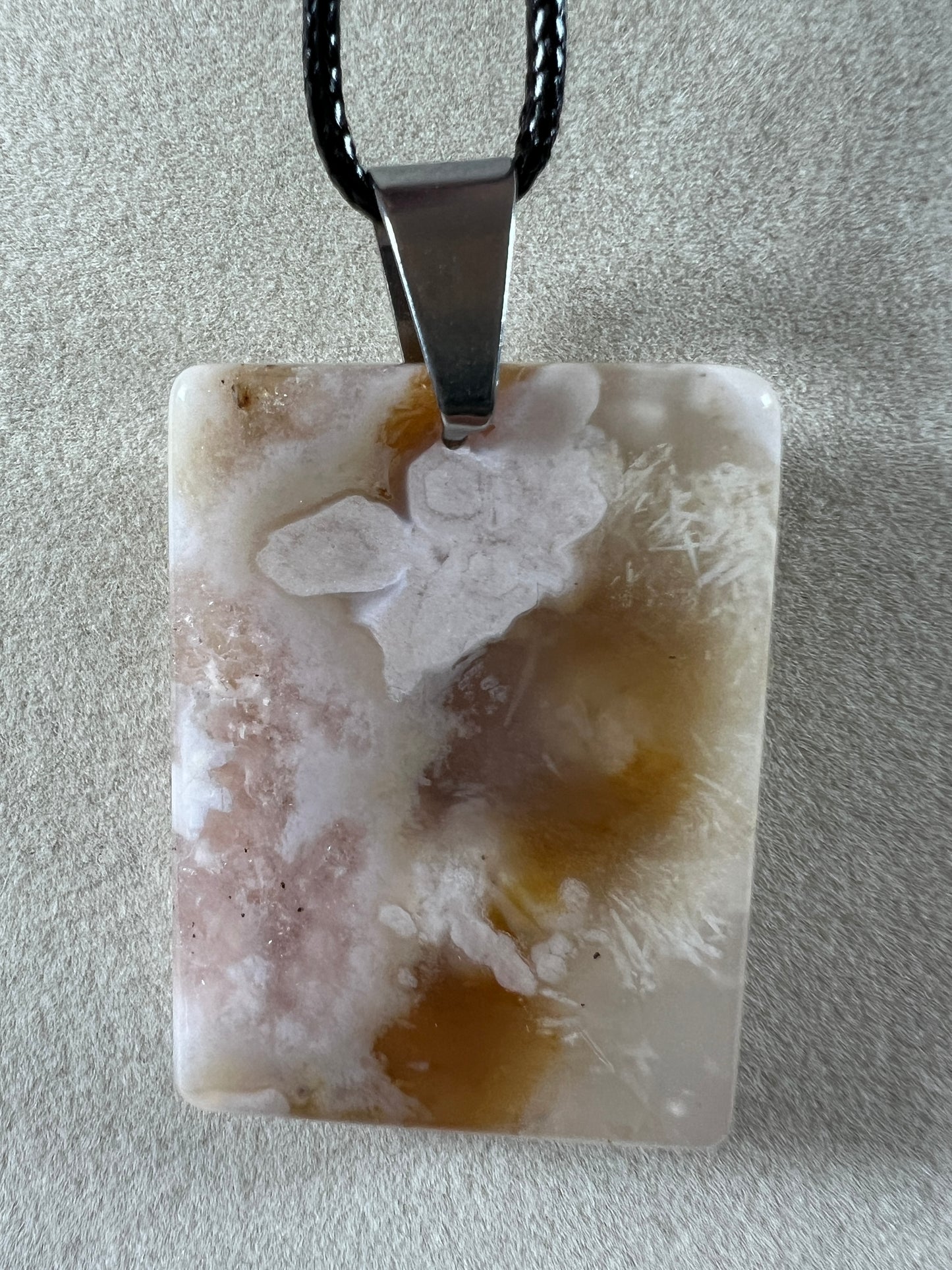 Flower Agate Rectangle Pendant. Lovely Agate Pendant From Madagascar. High Quality Crystal Jewelry