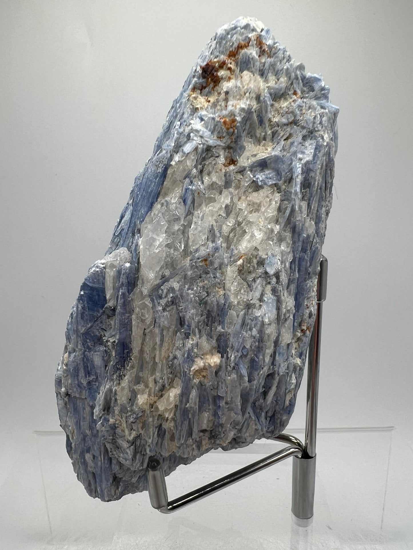 Kyanite And Quartz Mineral Specimen. Beautiful Raw Blue Kyanite Cluster.