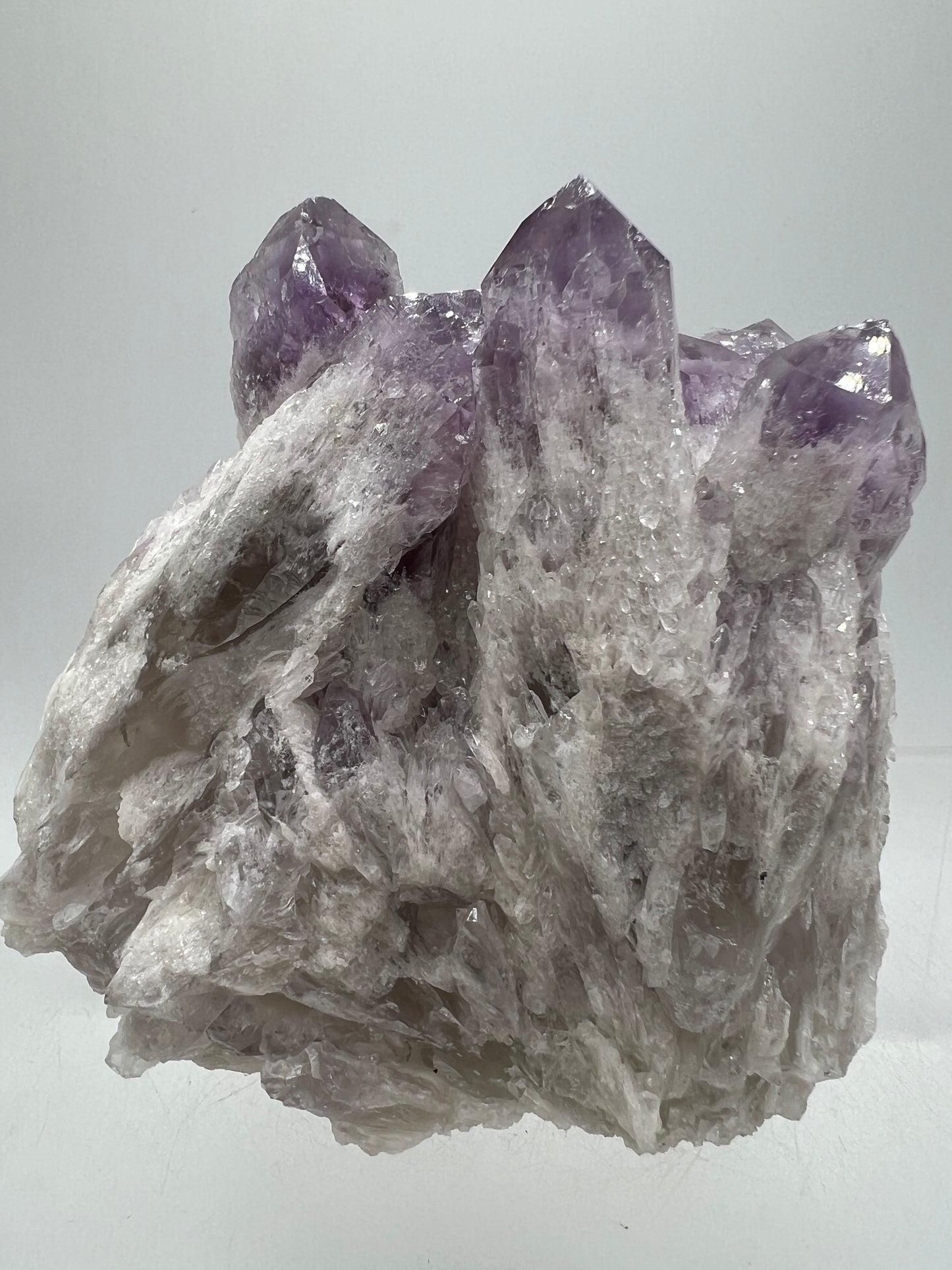 Sugar Amethyst Cluster. Gorgeous Shades Of Lavender With White Druzy Quartz. Beautiful Rare Amethyst Specimen From Zambia