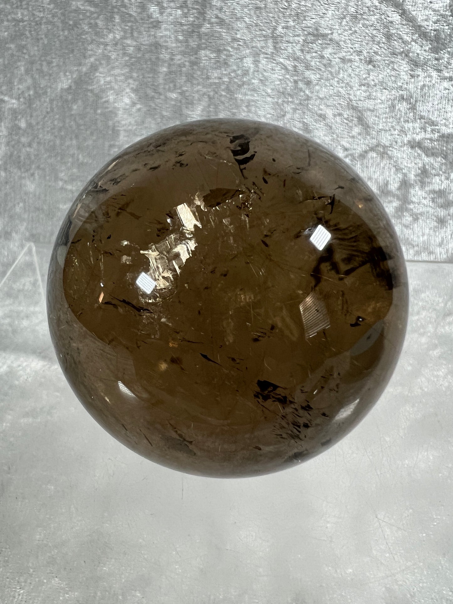 Rutile Quartz Sphere. 58mm. Gorgeous Smoky Quartz With Stunning Golden Rutile Inclusions.