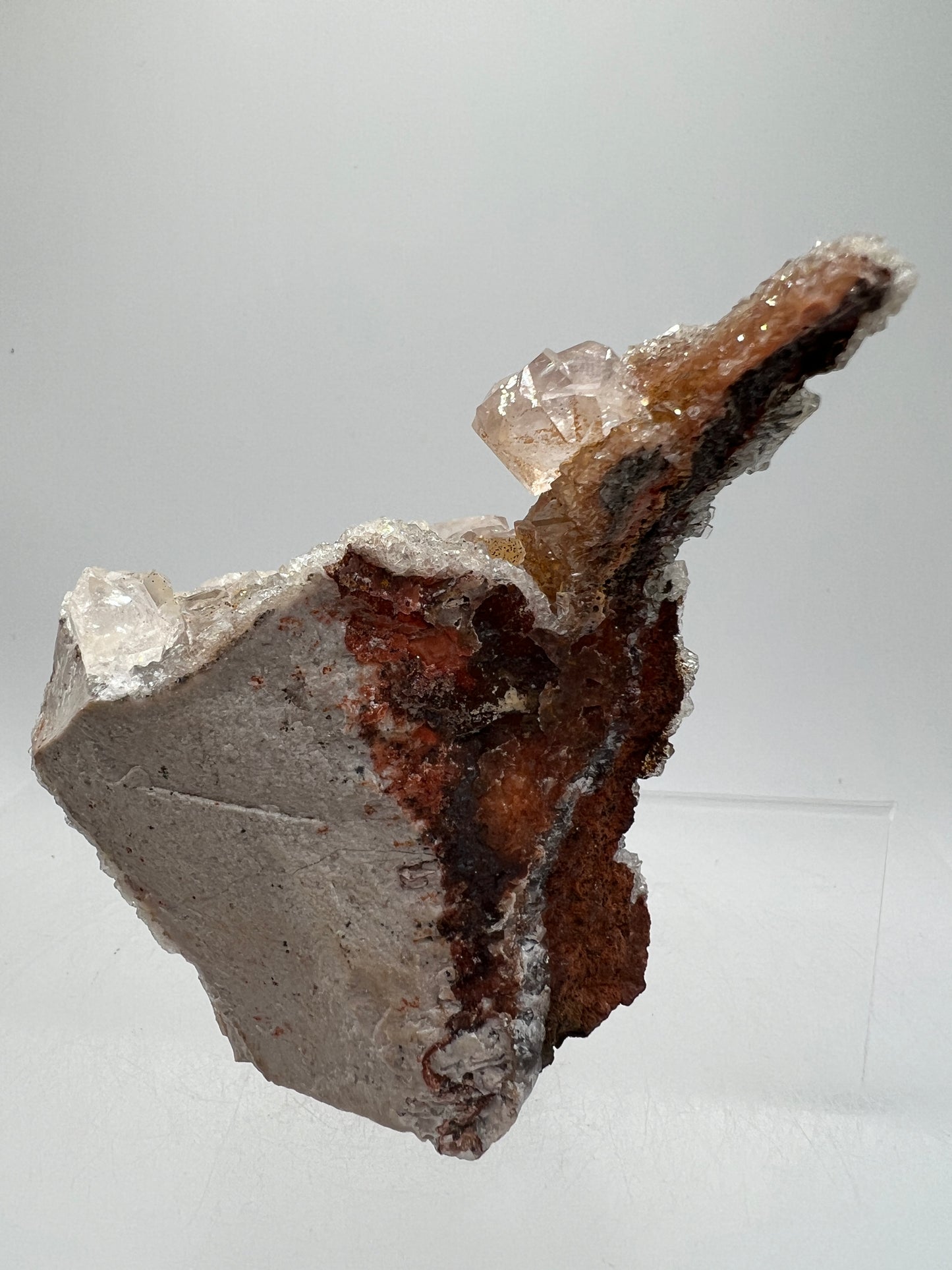 Silver Diamond Calcite Specimen. Amazing Silver And Red Druzy Flash! Beautiful Calcite Cluster On Matrix. High Quality Display Piece