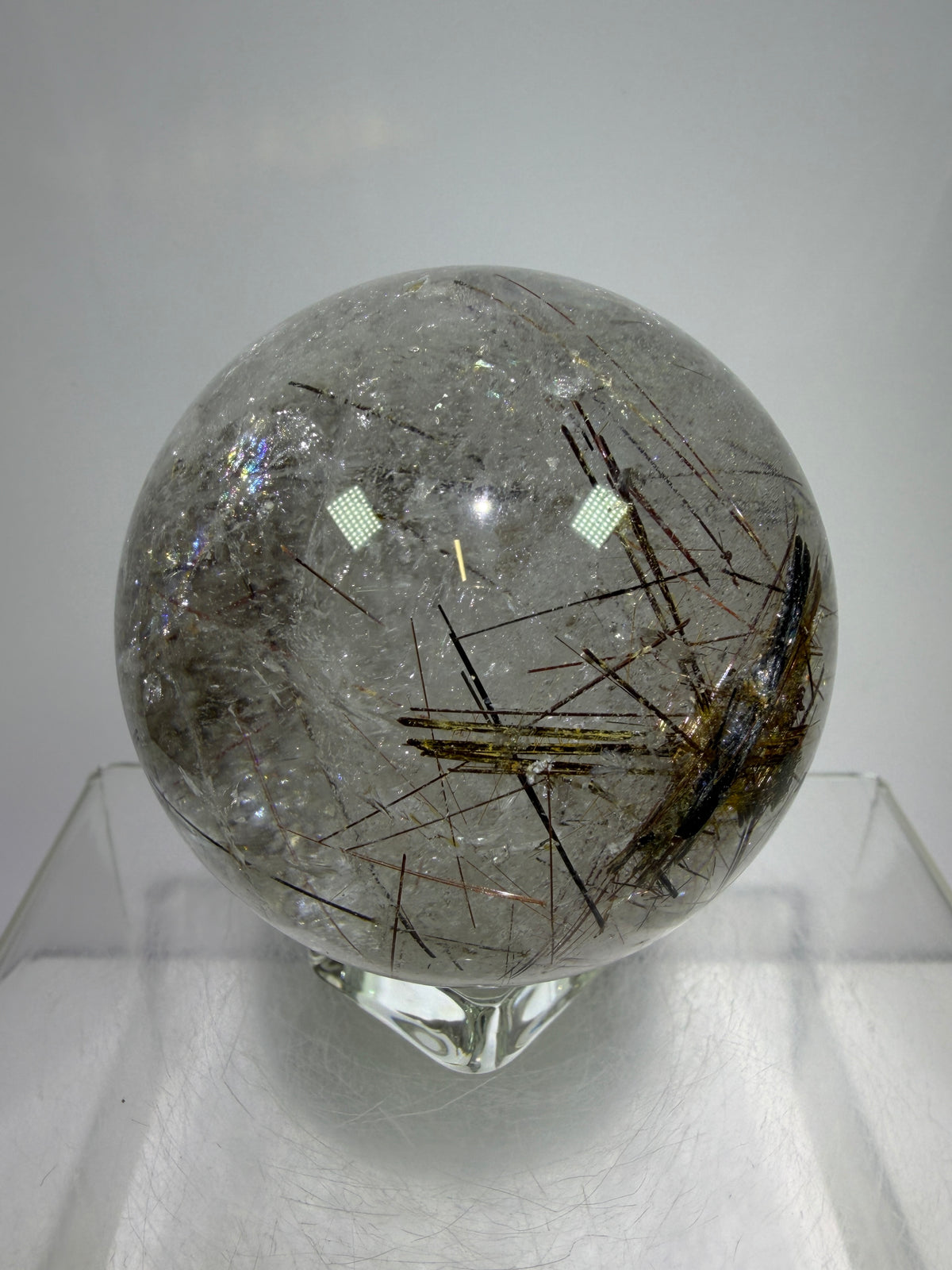 Rutile Quartz Sphere. 65mm. Crazy Rutile Plate Inclusion. High Quality Golden Rutilated Quartz.