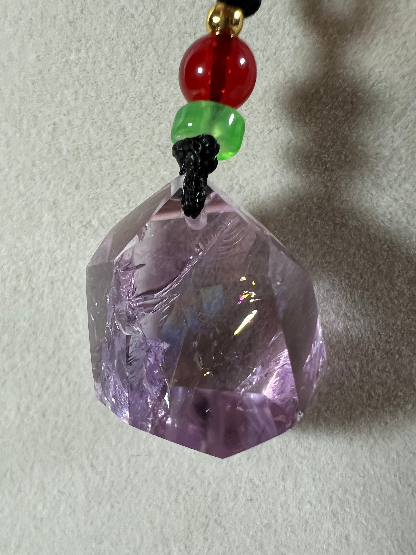 Amethyst Pendant With Stunning Rainbows. Incredible One Of A Kind Necklace. High Quality Polished Amethyst Jewelry