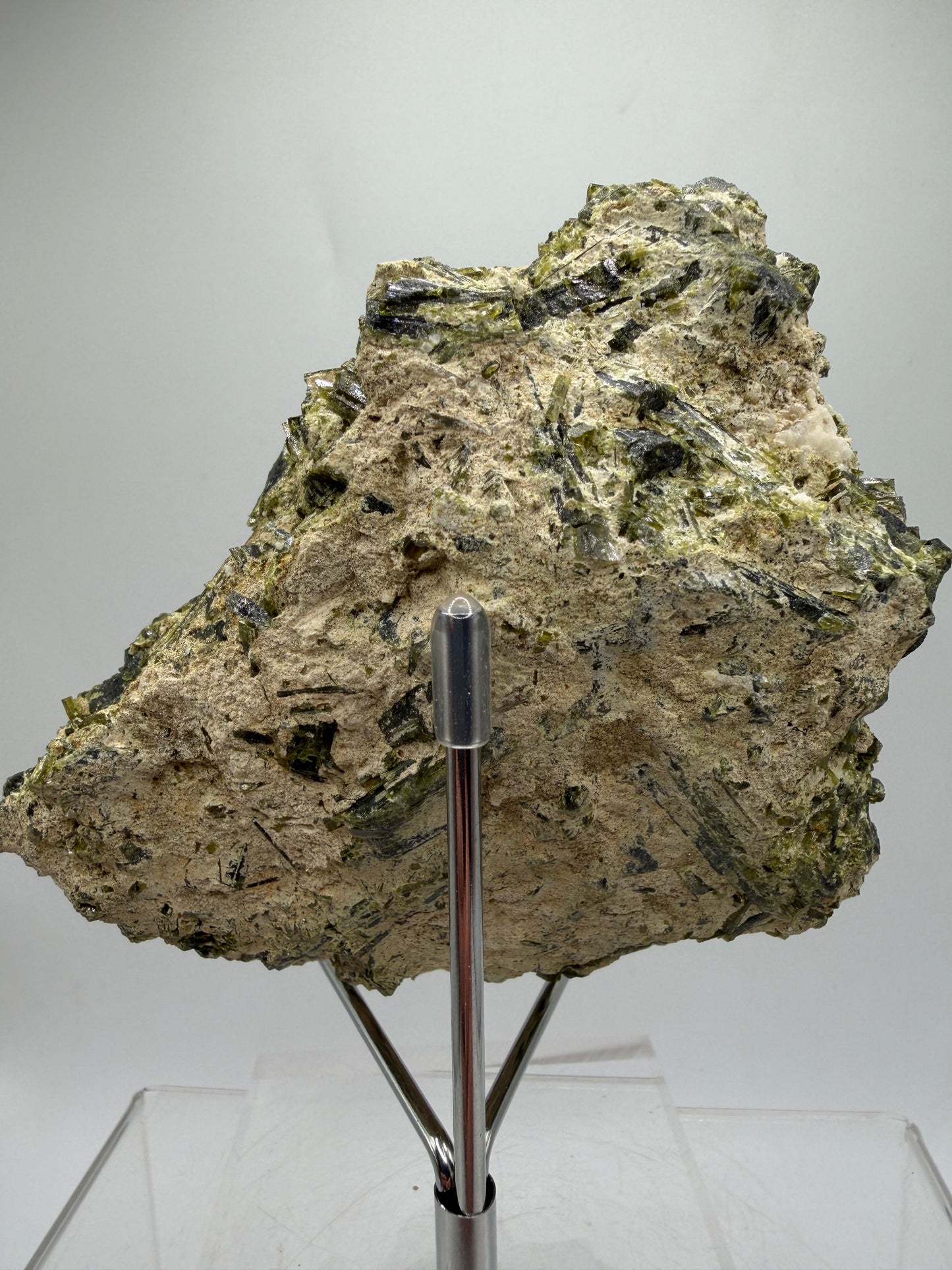 Green Tourmaline Cluster. Gorgeous Rare Tourmaline Specimen From Madagascar. Amazing Mineral Display Crystal.