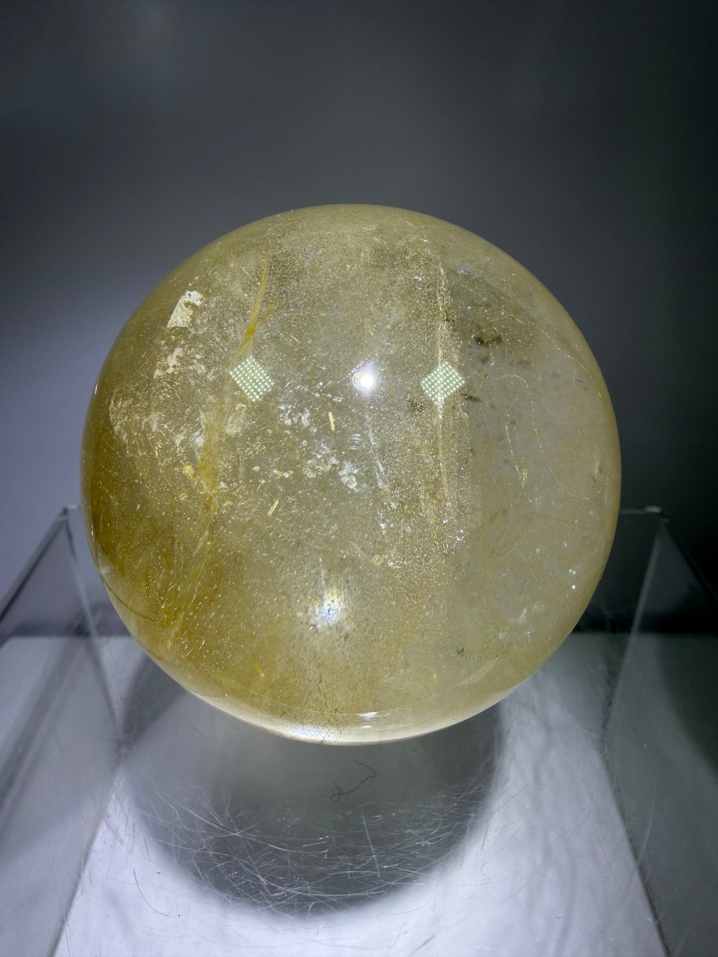 Rutile Quartz Sphere. 59mm. Stunning Fine Rutiles With Lots Of Flash. Beautiful Display Sphere.
