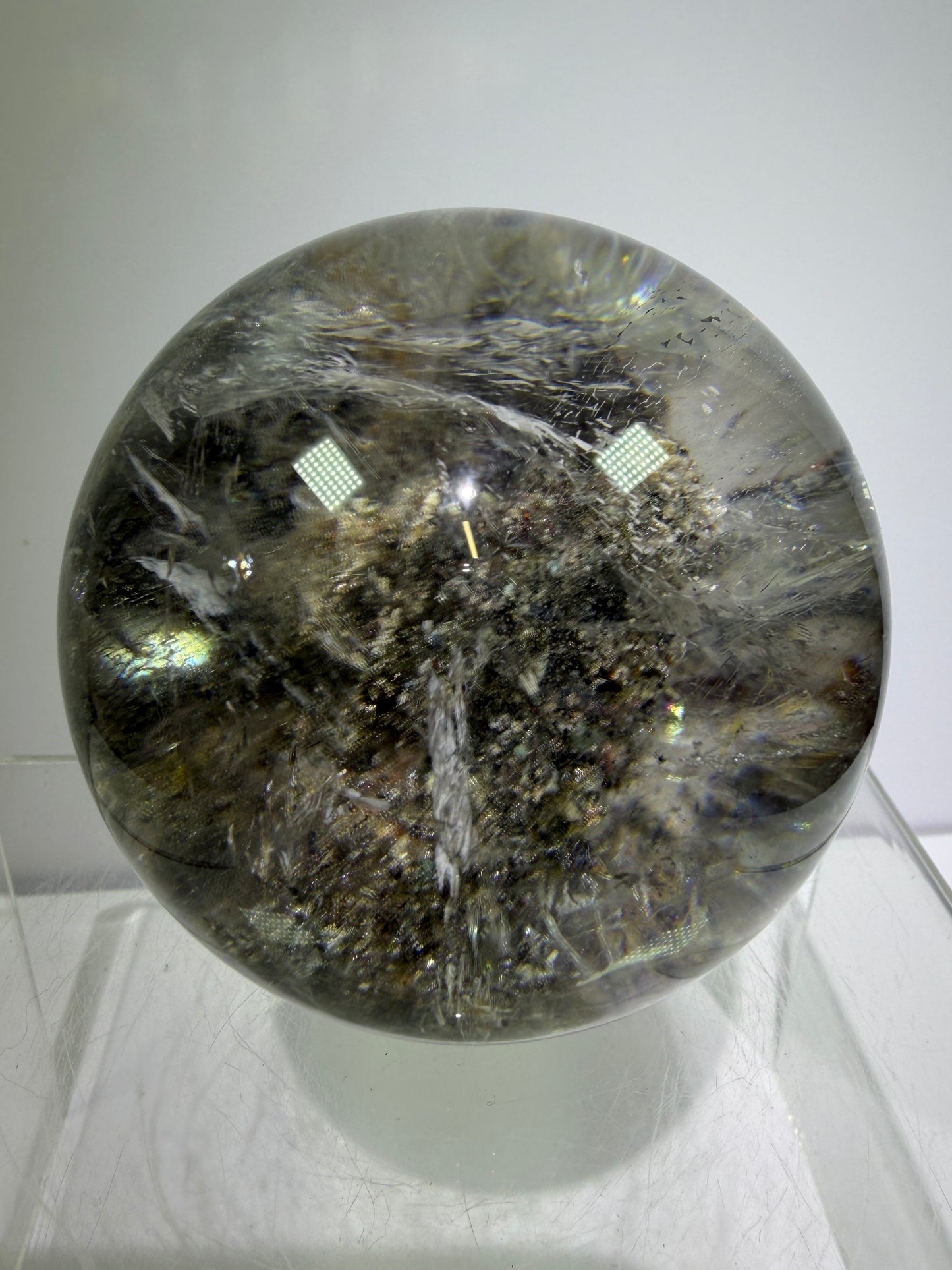 Garden Quartz Lodolite Sphere. 70mm. High Quality Landscape Quartz. Beautiful Large Display Sphere