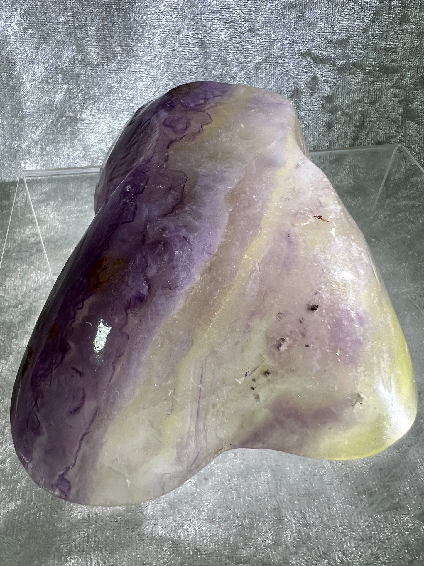 Fluorite Bowl Carving. Gorgeous Purple And Yellow Carving. Hand Carved Amazing Display Crystal.