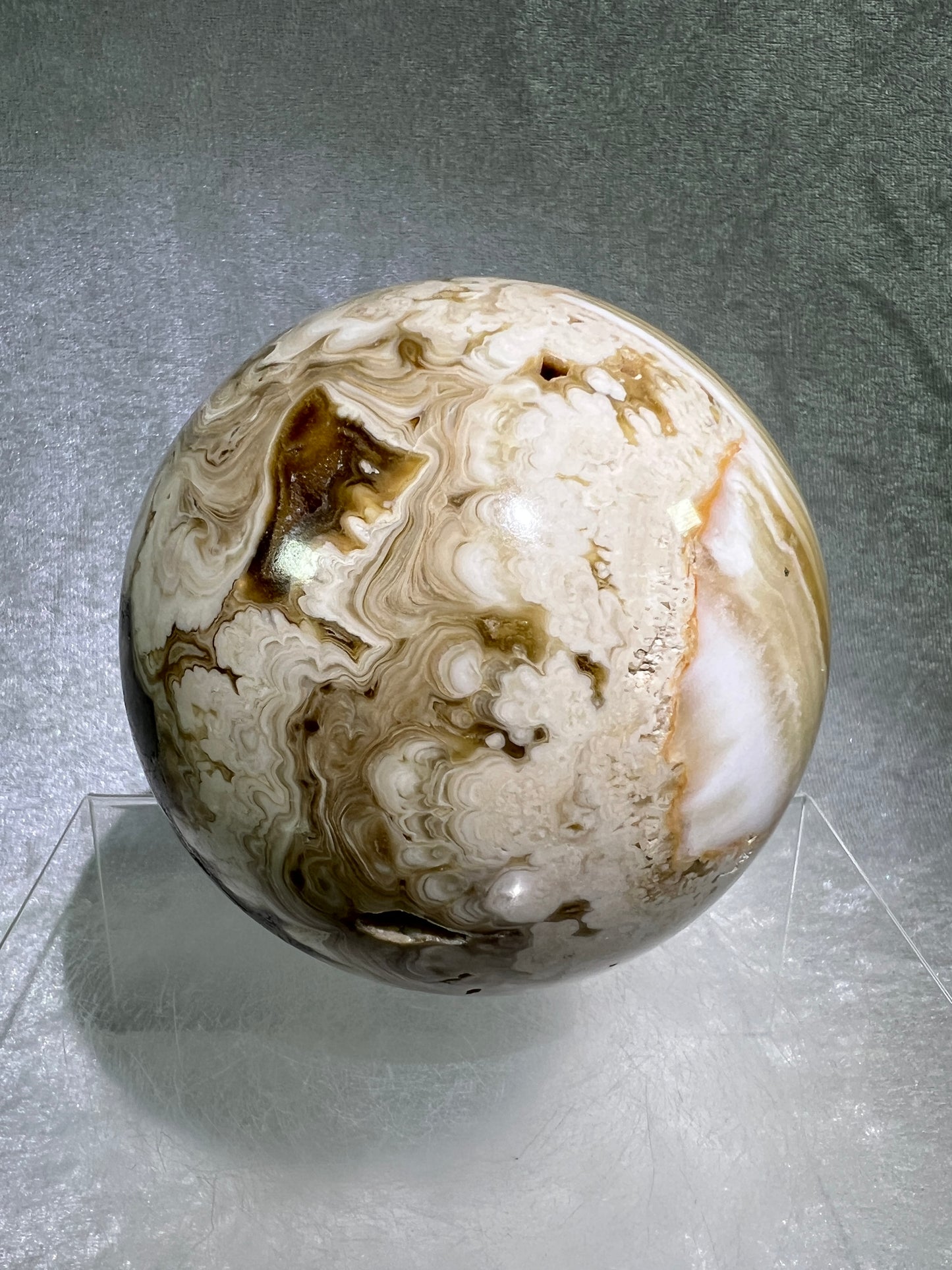 Amber Calcite Druzy Sphere. 96mm. Amazing Patterns With Incredible Druzy. Gorgeous Display Sphere.