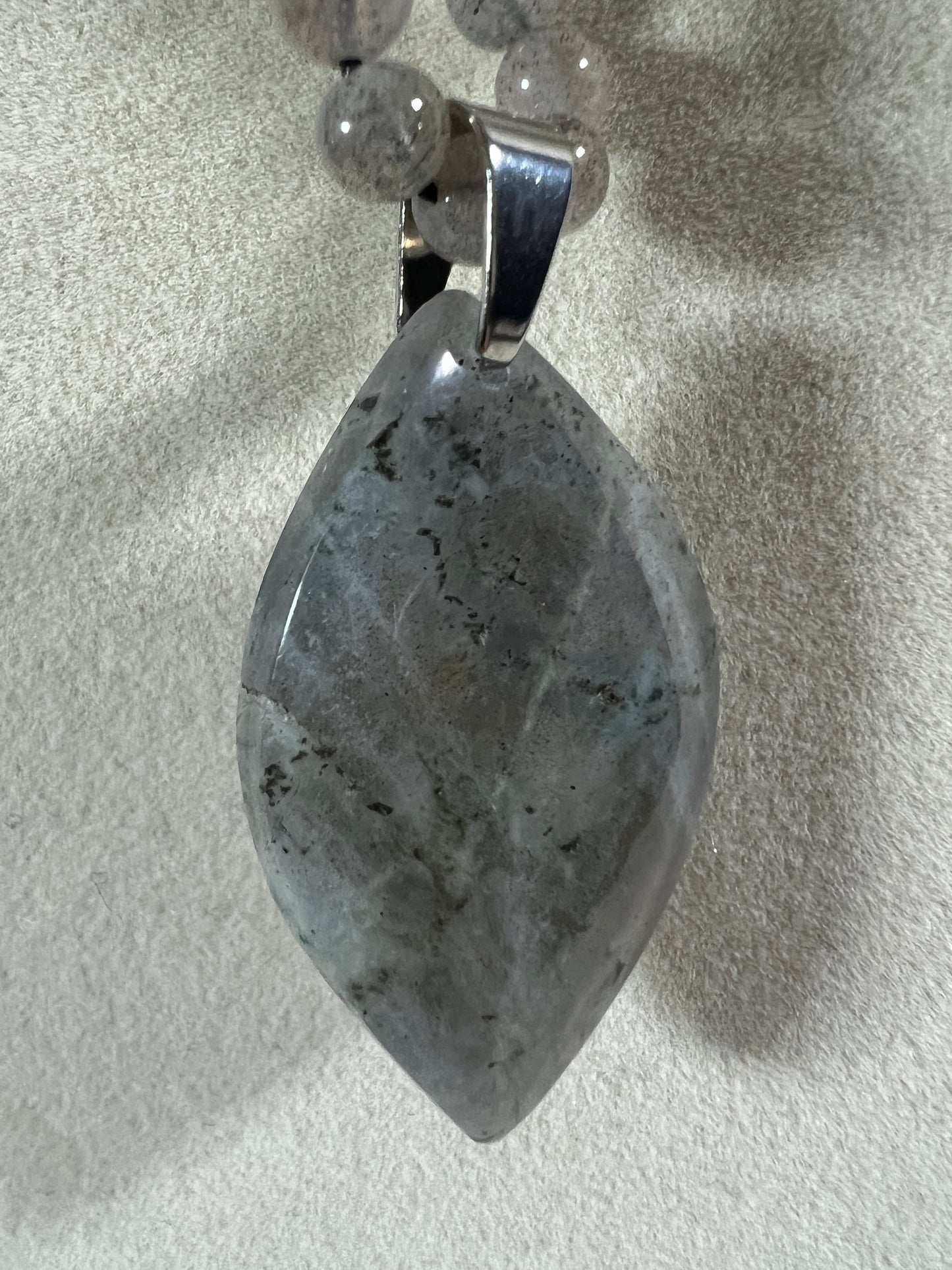 Labradorite Crystal Pendant. Stunning High Quality Jewelry. Custom Made Labradorite Beaded Necklace