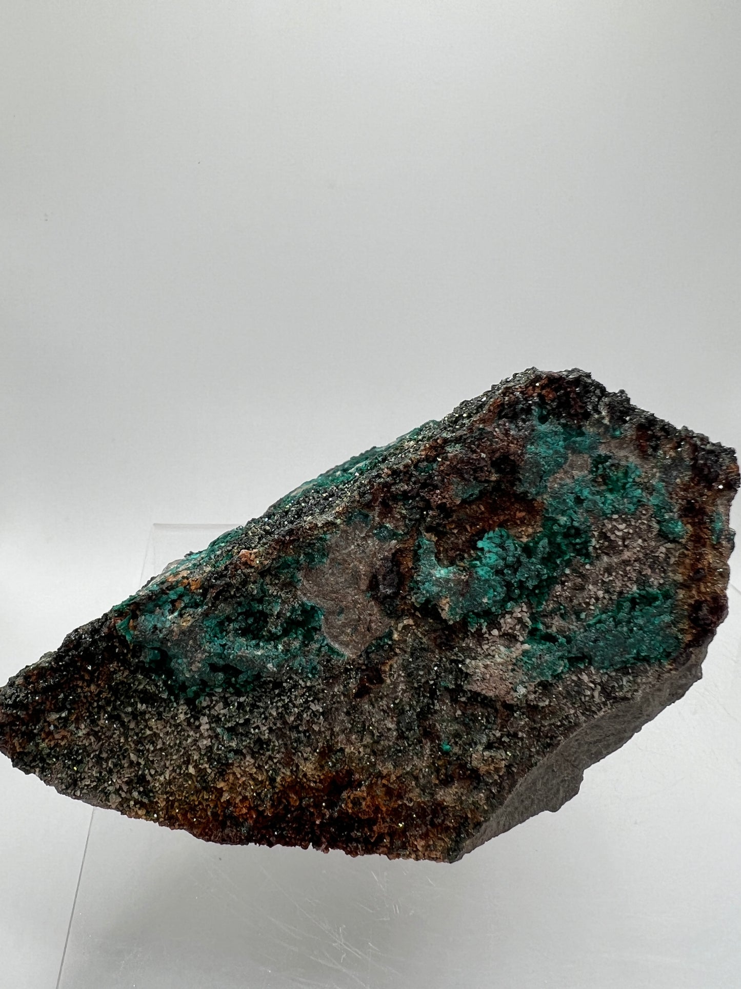 Libethenite Crystal Specimen. Extremely Rare Mixed Mineral Specimen With Malachite And Chrysocolla. Stunning Large Display Crystal.