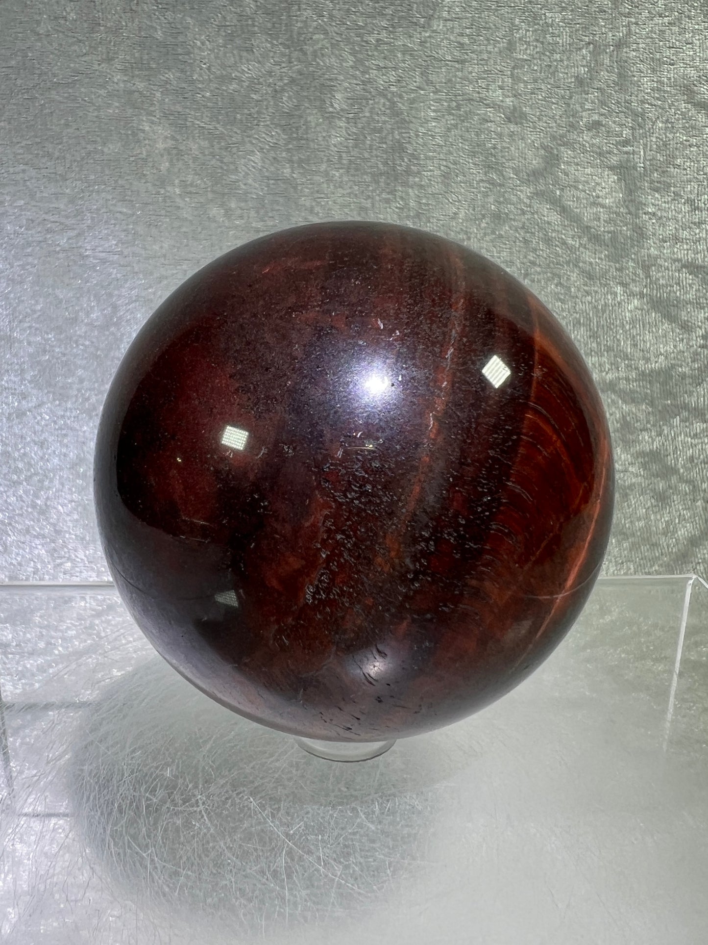 Red Tigers Eye Sphere. 70mm. Stunning Red And Gold Flash! Gorgeous Display Sphere!