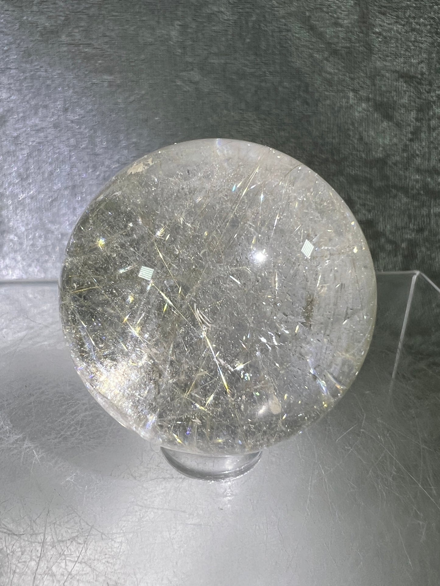 Rutile Quartz Sphere. Beautiful Rare Golden Rutilated Quartz. Stunning Display Sphere