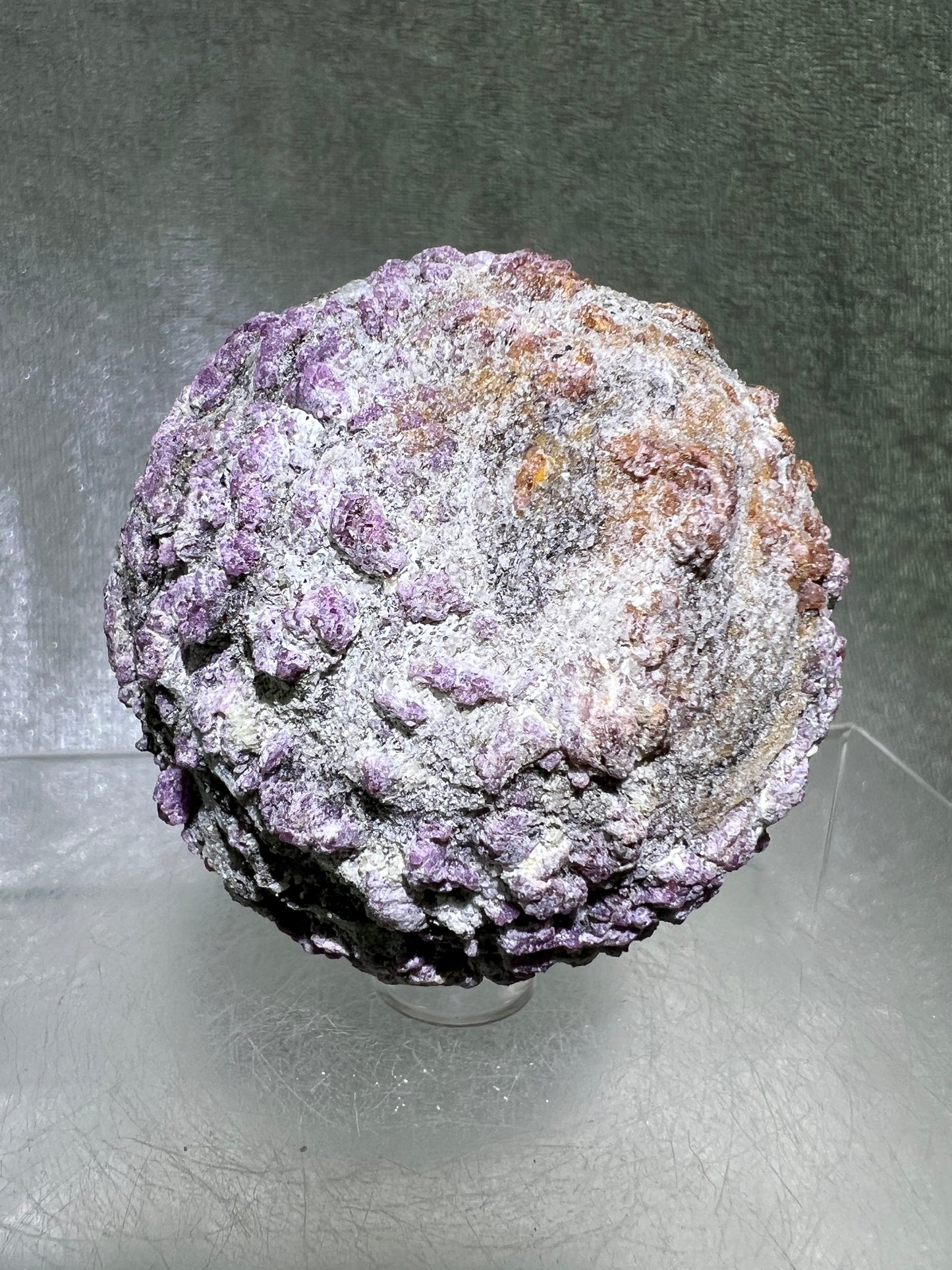 Plum Blossom Tourmaline Raw Sphere. 64mm. Very Unique and Eye Catching. One Of A Kind Display Sphere.