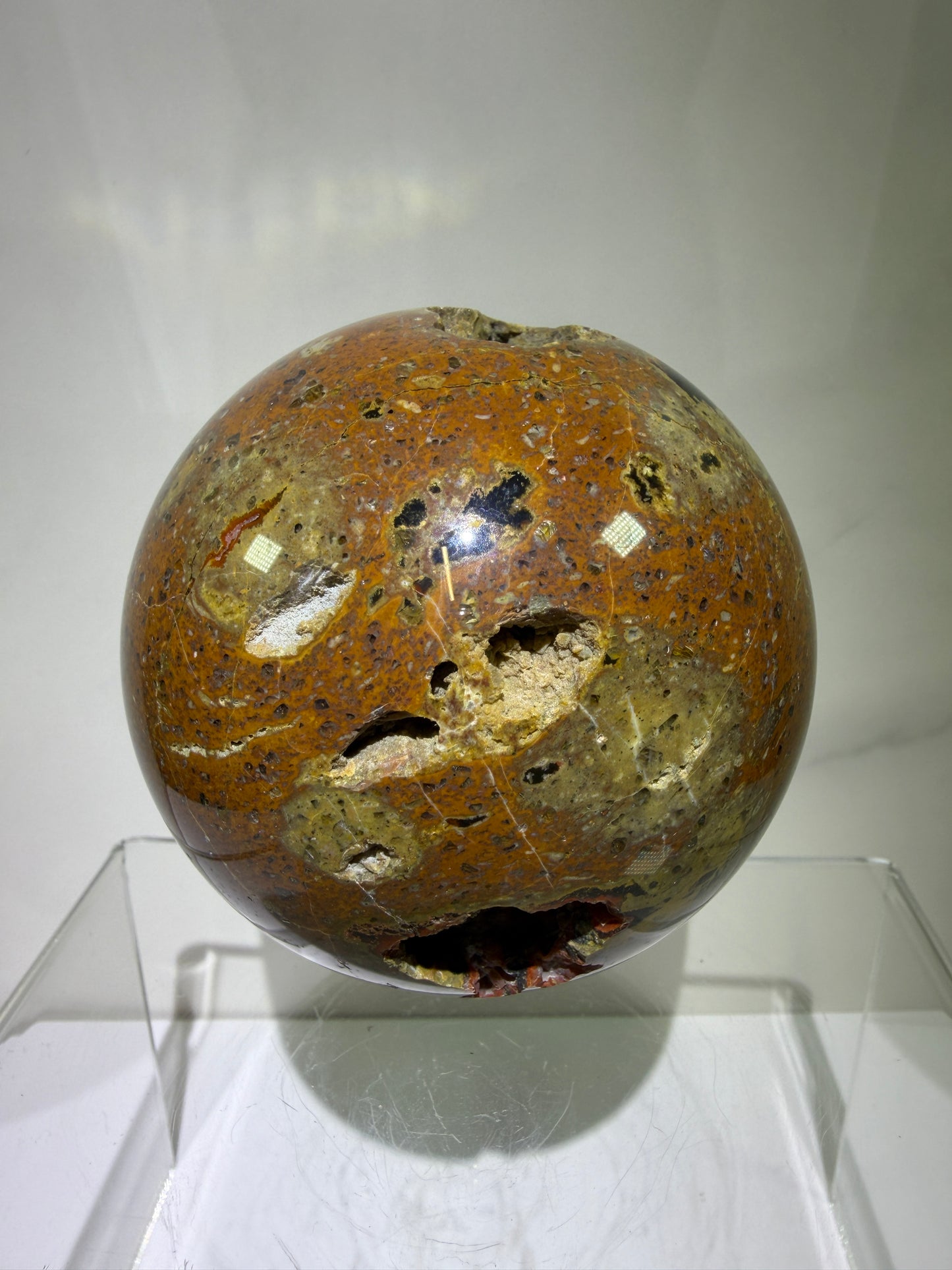 Red Fox Agate Sphere. 74mm. Amazing Druzy Crater Agate From Argentina. Rare Botryoidal Nodules