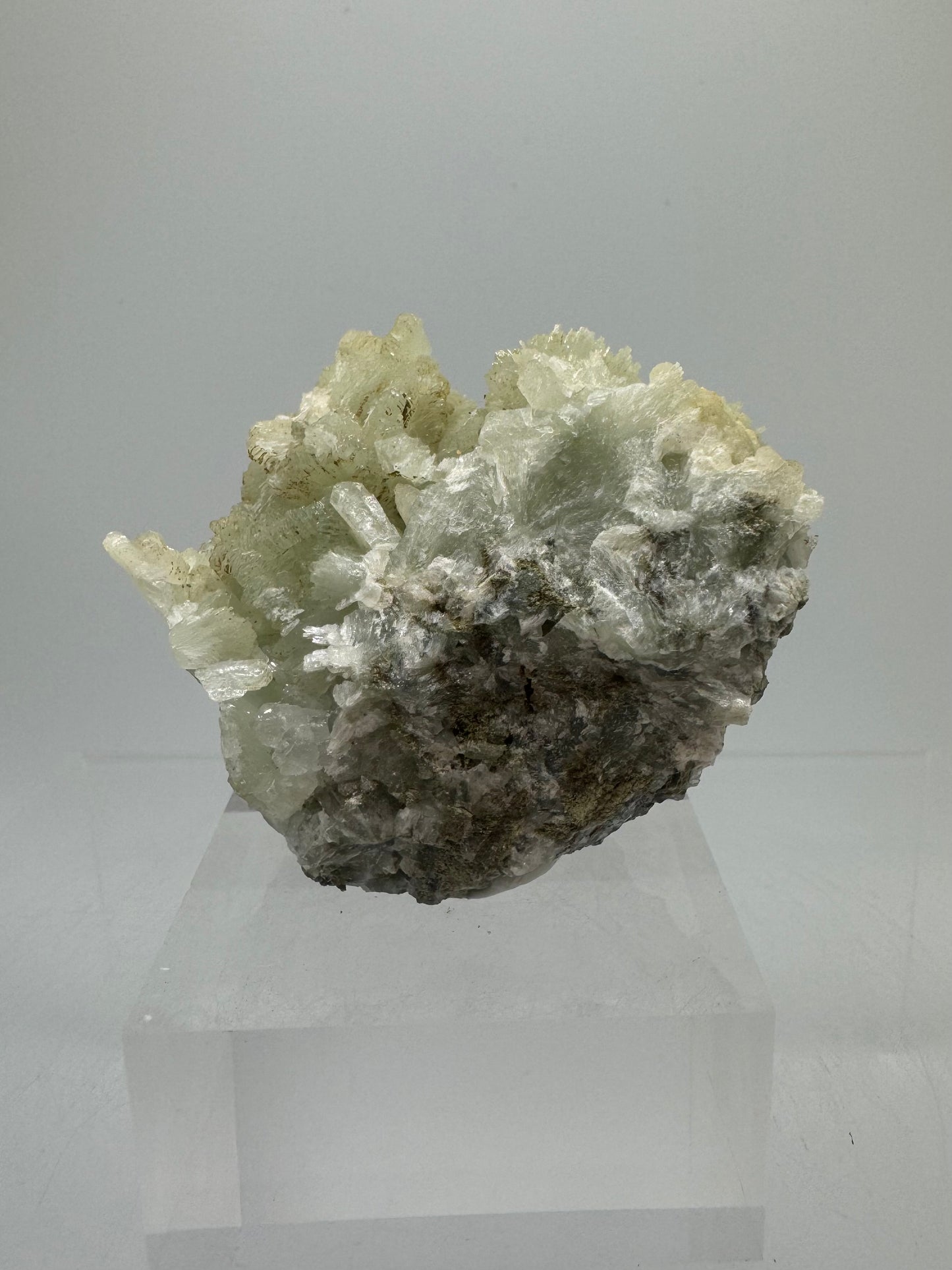 Prehnite Specimen From Morocco. Stunning Light Green Crystal Clusters. Gorgeous Mineral Display