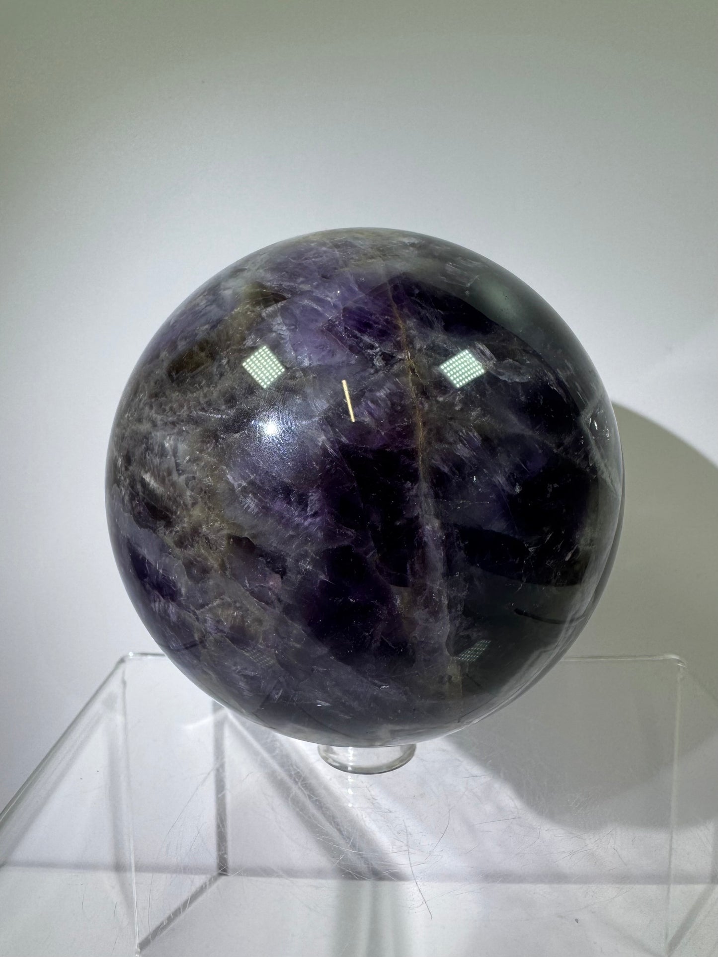 Dream Amethyst Sphere. 75mm. Large Chevron Amethyst Crystal. Beautiful Colors And Patterns