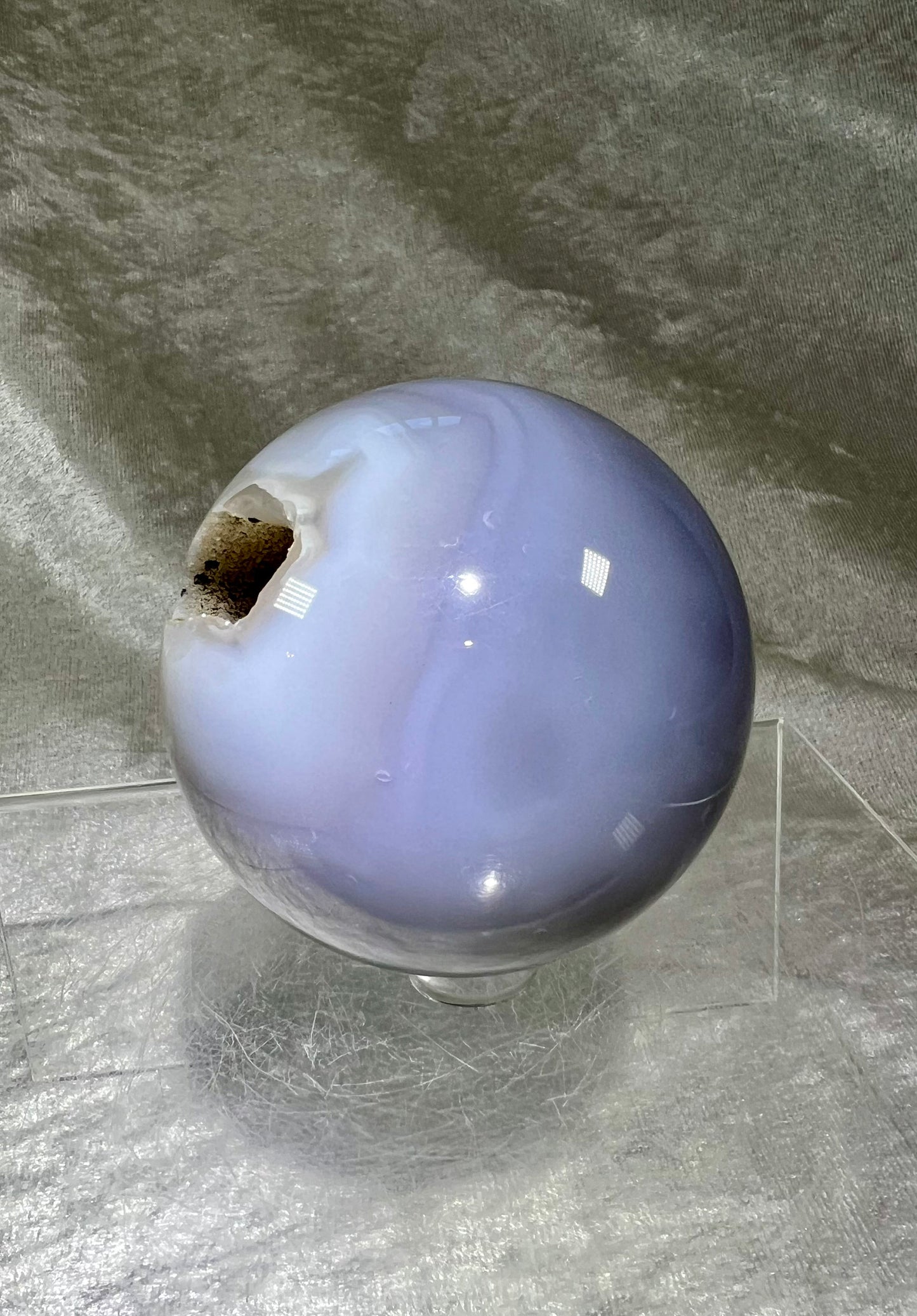 Amazing Druzy Blue Agate Sphere. 68mm. Incredible Light Blue Druzy Sphere