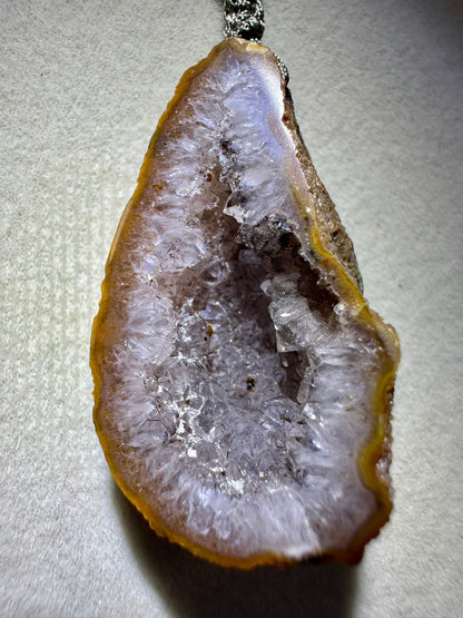 Beautiful Raw Polished Agate Pendant. Stunning Crystal Pendant.