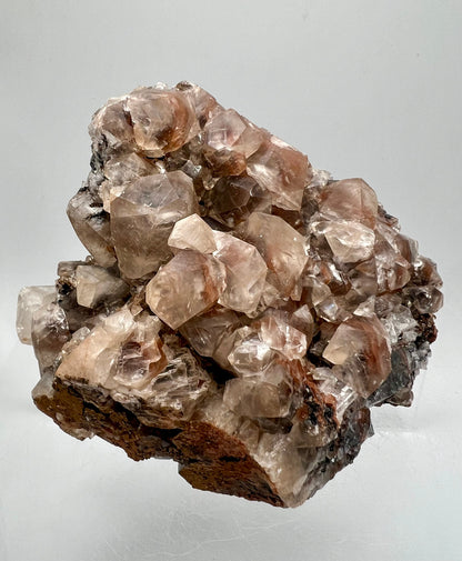 Striking Red Diamond Calcite Specimen. Amazing And Colorful Calcite Cluster On Matrix. Very Cool Crystal Display Piece.