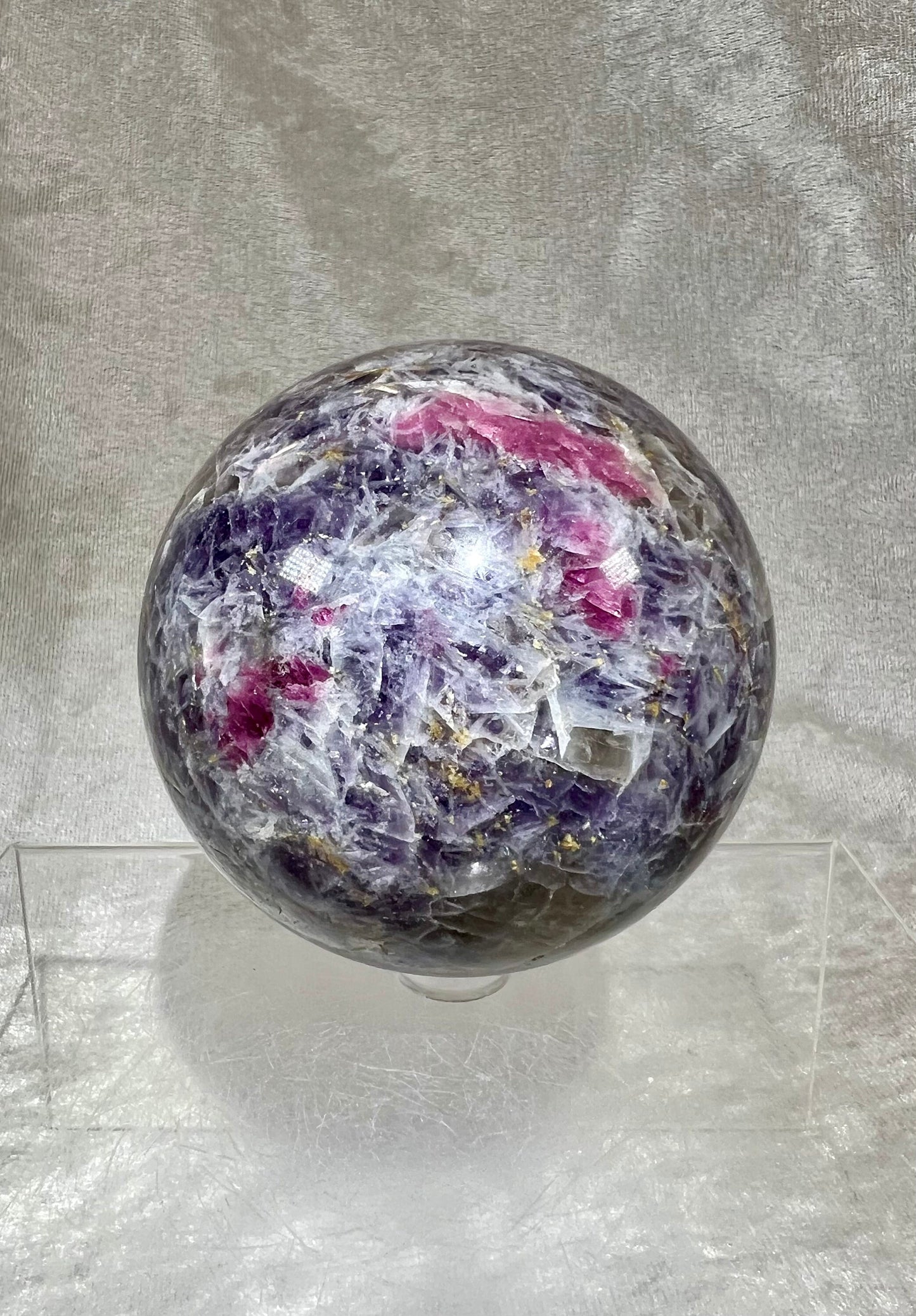 Rare Large Unicorn Crystal Sphere. 81mm. Stunning Colors With Lots Of Flash! All Natural Unicorn Crystal.