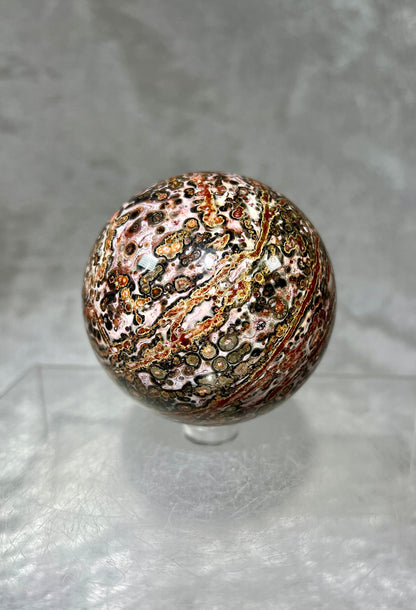 Gorgeous Orbicular Jasper Sphere. 68mm. Amazing Rare Pastel Colors. Very High Quality Crystal Sphere.