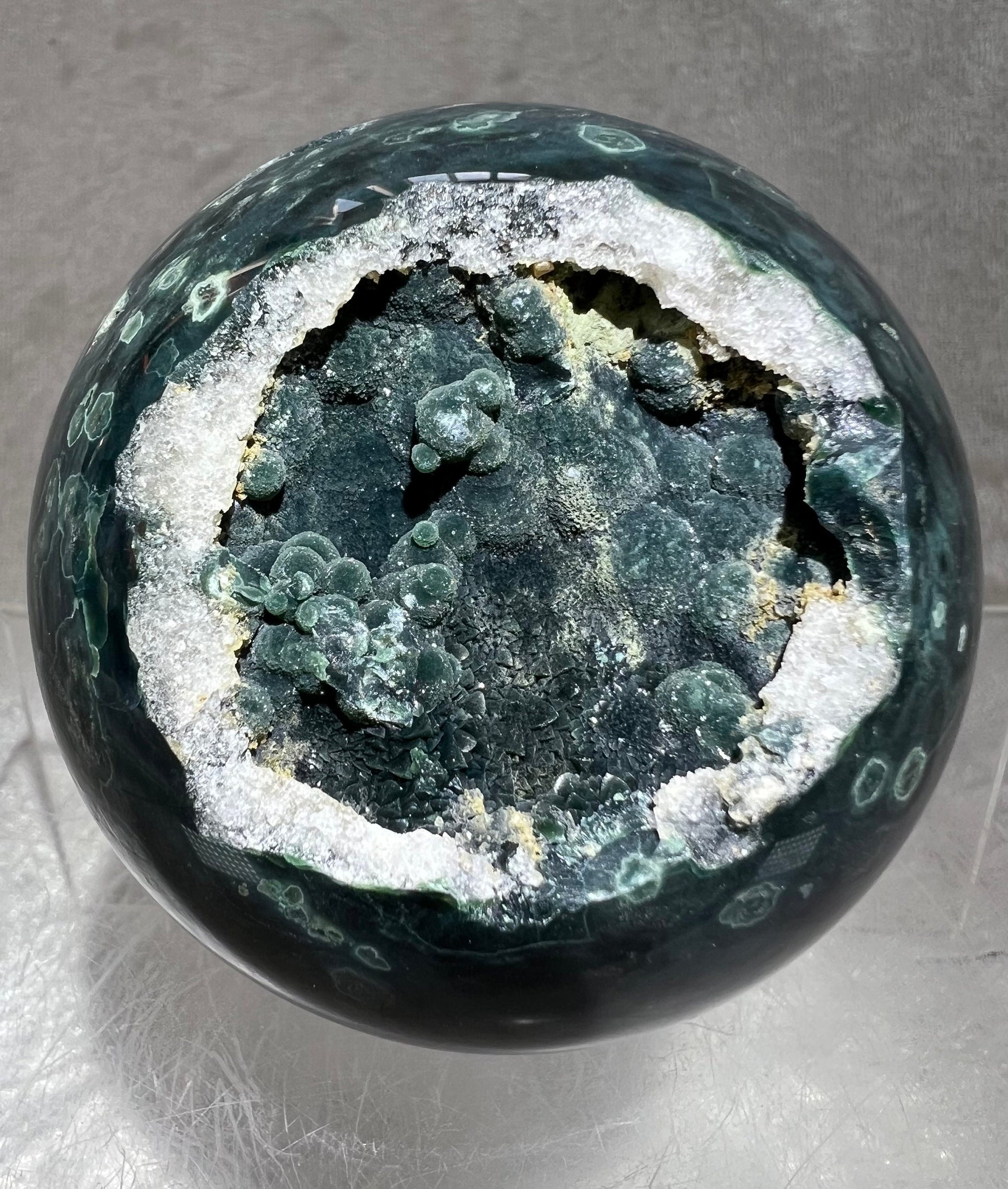 Gorgeous Druzy Ocean Jasper Sphere. 67mm. Rare Velvet Botryoidal Druzy. Amazing One Of A Kind Sphere.