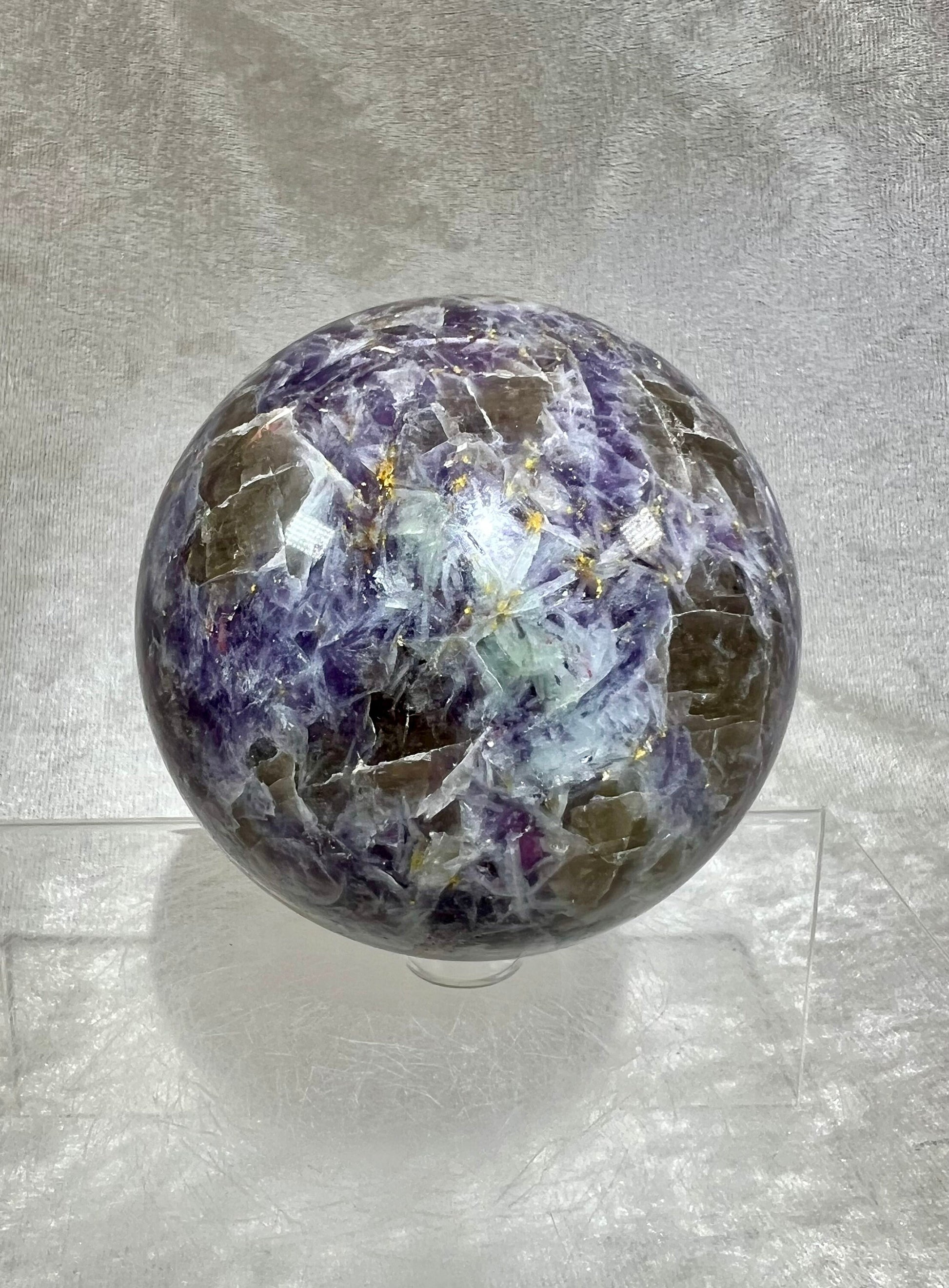 Rare Large Unicorn Crystal Sphere. 81mm. Stunning Colors With Lots Of Flash! All Natural Unicorn Crystal.