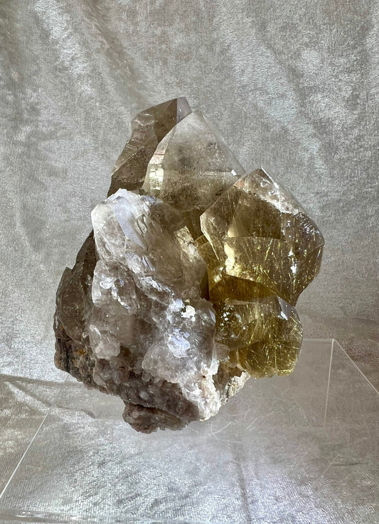 Large Smoky Rutile Quartz Cluster From Brazil. 3.2lbs. Amazing Rare One Of A Kind Specimen. All Natural Rutilated Quartz Display Crystal