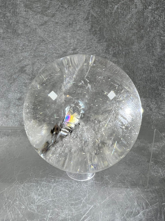 Large Rutile Quartz Sphere. 59mm. Stunning Rainbows! Amazing Rutilated Quartz Crystal Sphere.