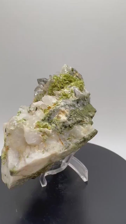 Stunning Epidote And Quartz Specimen. Very Nice Quality Display Crystal