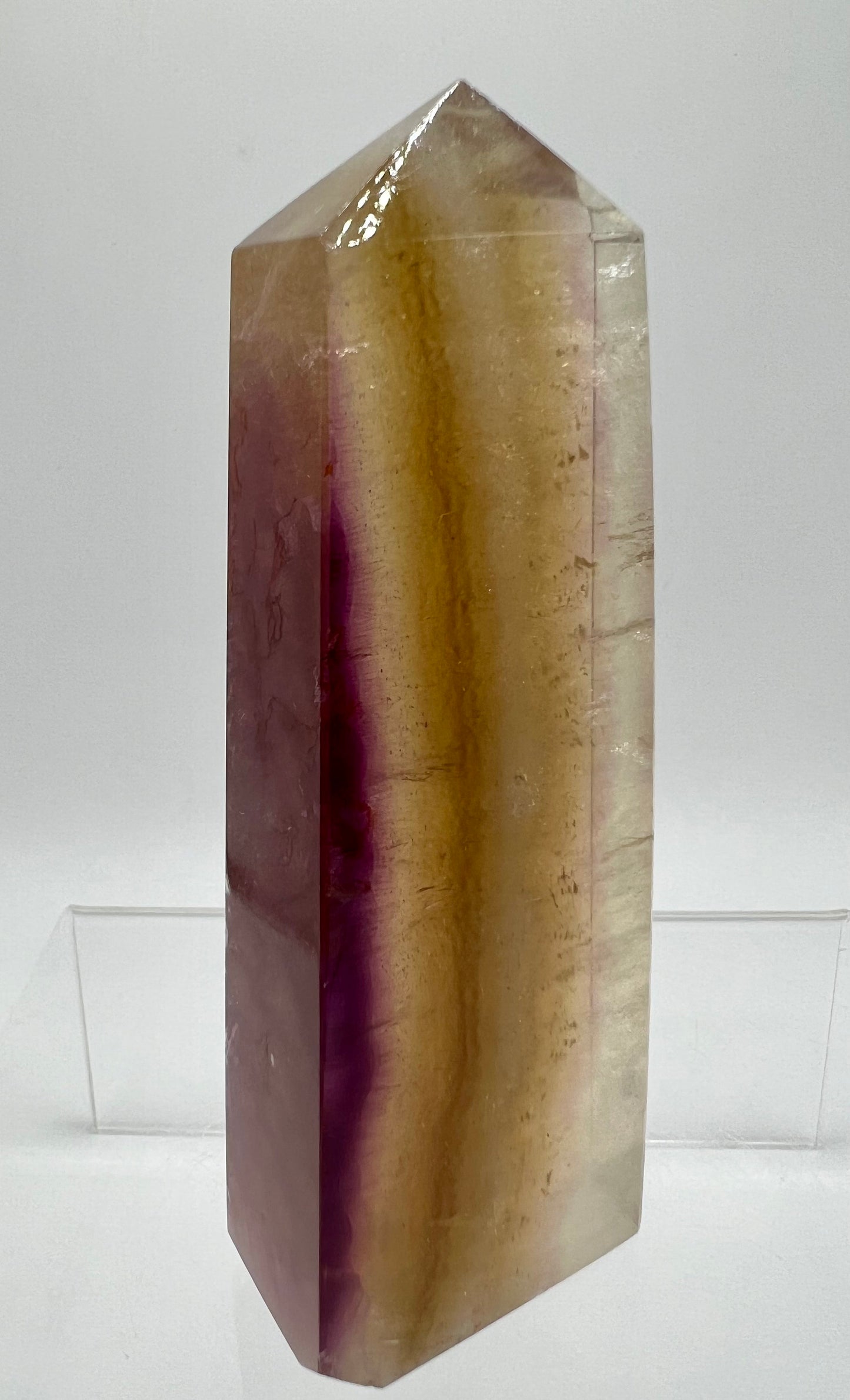 Stunning Candy Fluorite Tower. High Quality With Beautiful Pink A Yellow Colors.