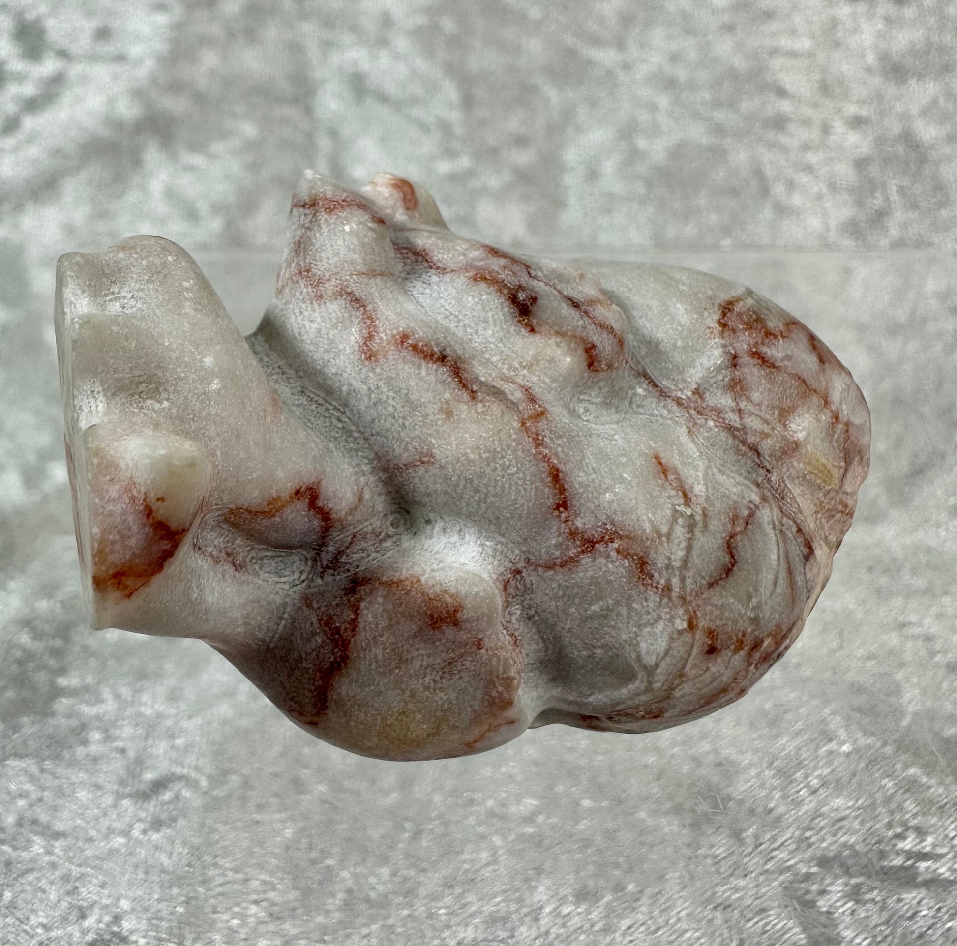 Anatomical Heart Carving in Red Vein Jasper.