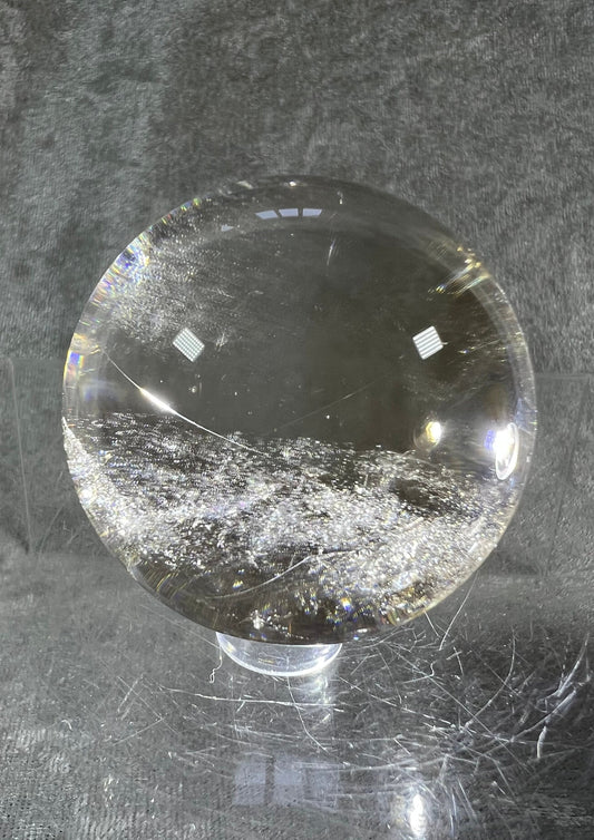 Beautiful Light Smoky Golden Rutile Sphere. 52mm. Very Clear Rutilated Quartz Crystal Sphere.