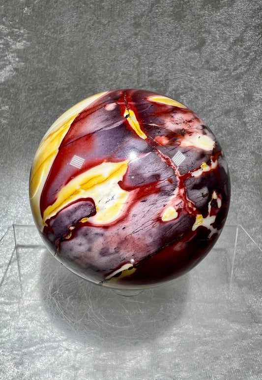 Large Mookaite Crystal Sphere. 80mm. Rare Size With Very Interesting Patterns And Colors.
