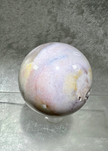Amazing Druzy Pink Amethyst Sphere. Beautiful Pink And Purple Druzy Crystal Sphere.