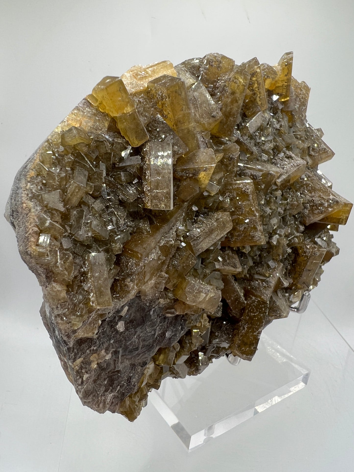 Golden Yellow Barite On A Fluorite Matrix. XL Stunning Mixed Mineral Specimen. Amazing Botryoidal Fluorite.