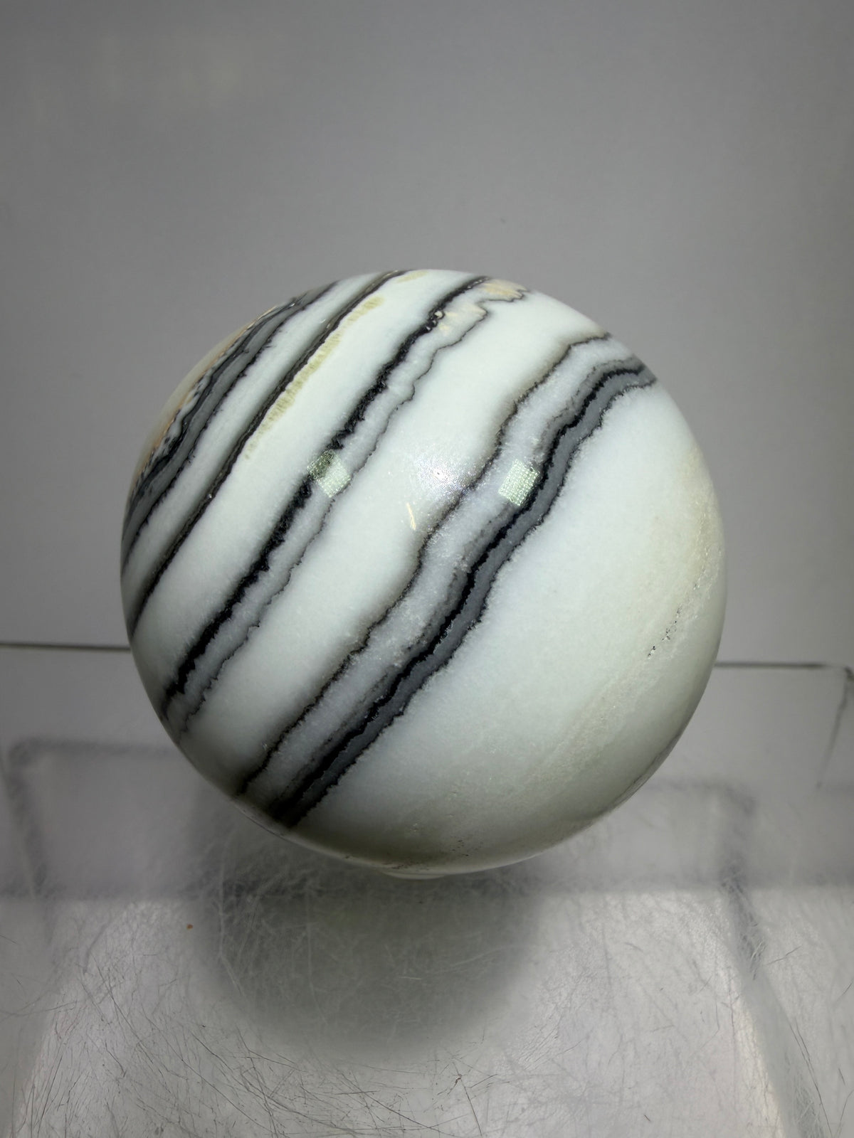 Banded Zebra Calcite Sphere. 53mm. Gorgeous Calcite Display Sphere. Rare Colors With Stunning Patterns