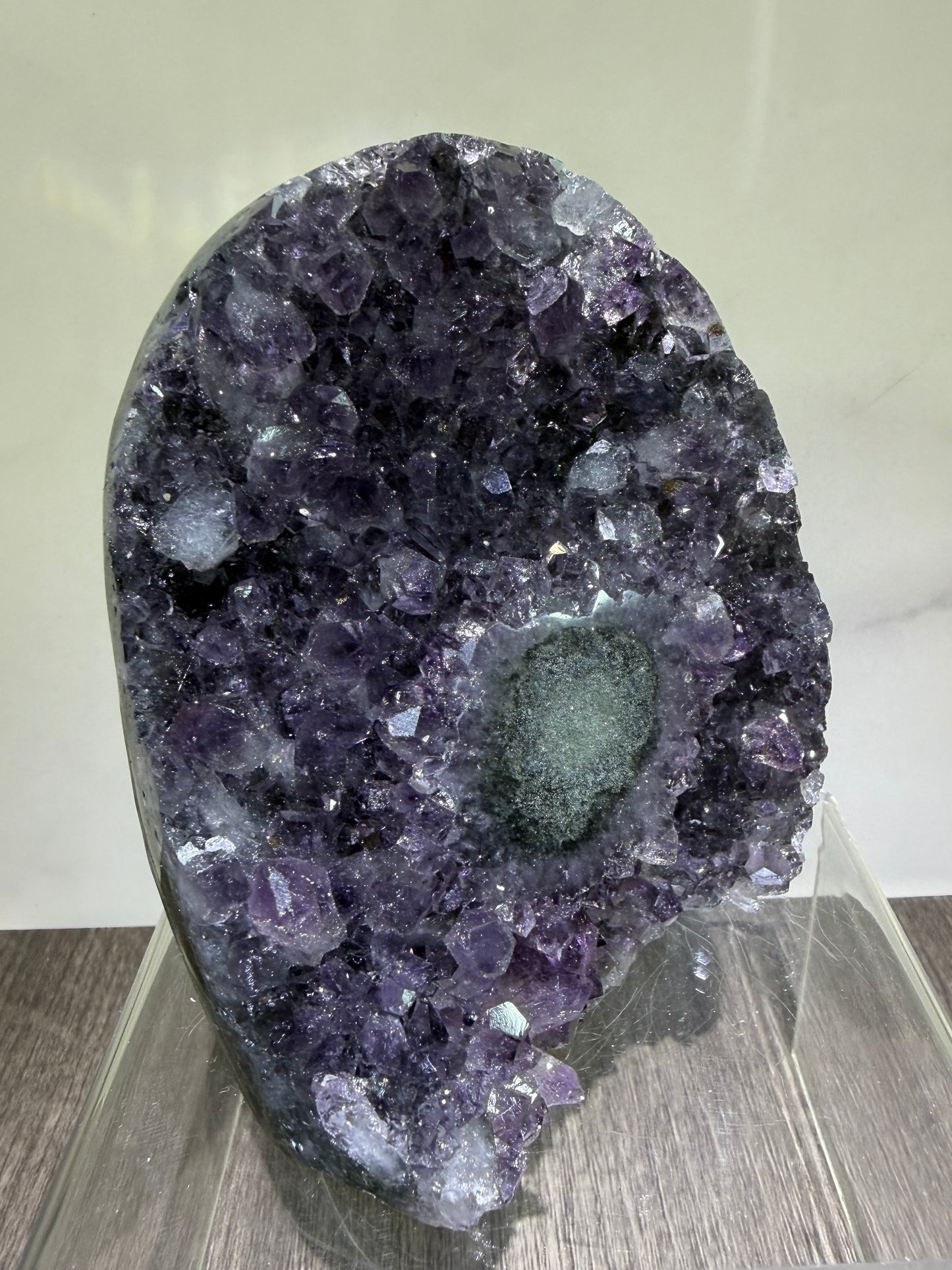 Amethyst Cut Base Geode. World Class Uruguayan Specimen With A Stalactite Eye. Stunning Top Quality Display Crystal.