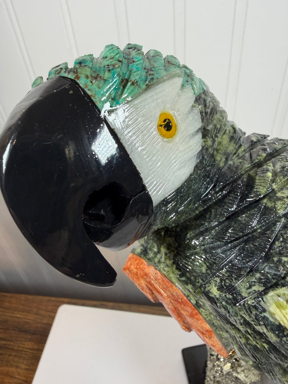 Hand Carved Crystal Parrot From Peru. Extra Large High Quality Display Crystal. Hand Crafted By Local Artisans