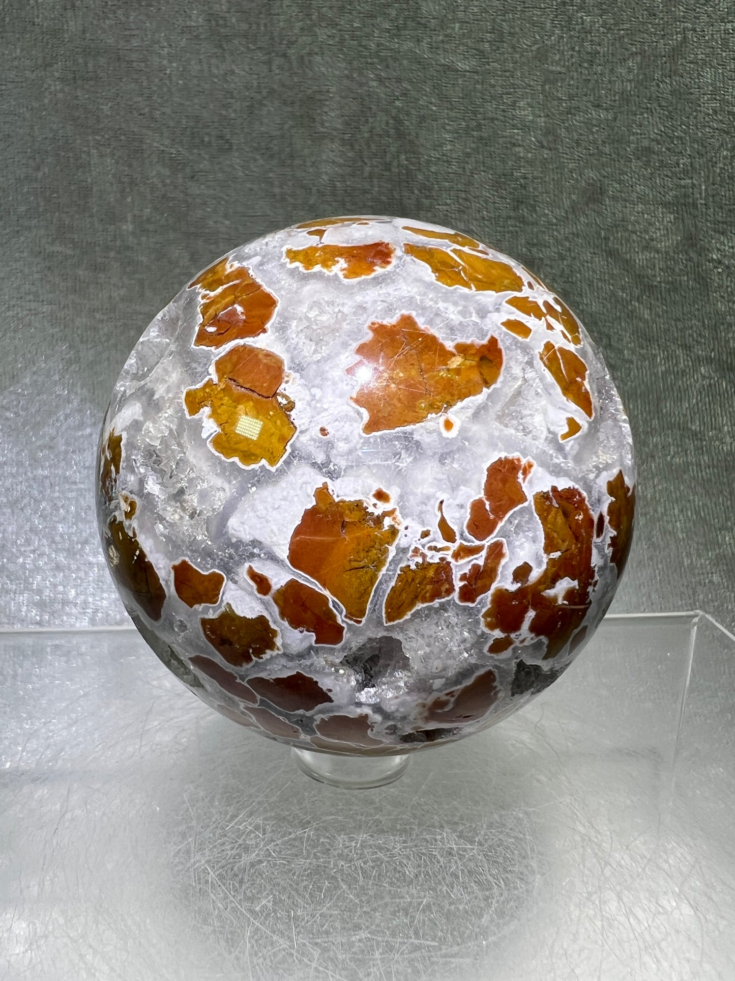 Indonesian East Java Plume Agate Sphere. 65mm. Amazing Druzy, Colors, And Patterns. Gorgeous Rare Crystal.
