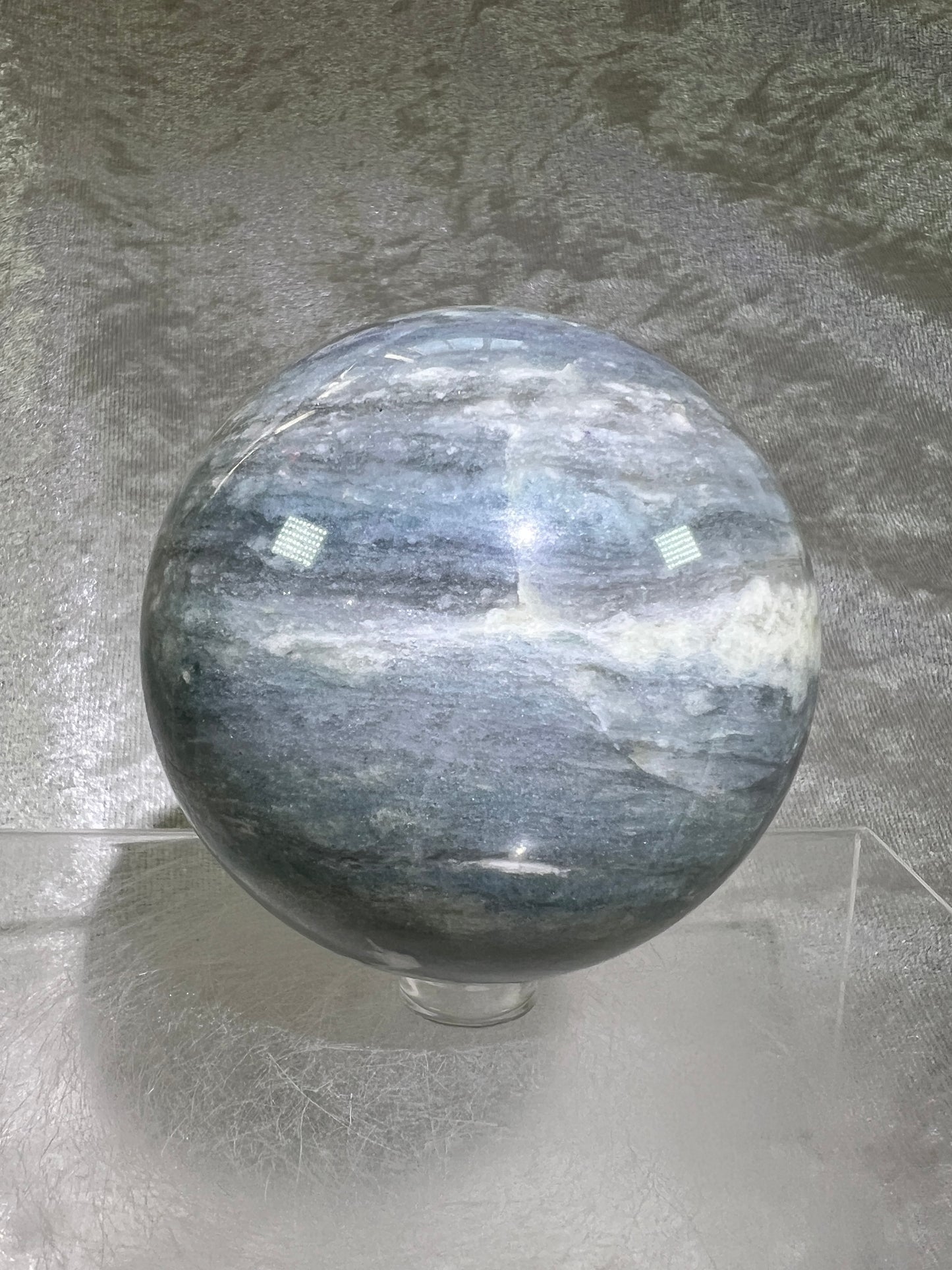 Calcite Blue Cloud Crystal Sphere. 72mm. Gorgeous Colors With Amazing Patterns.