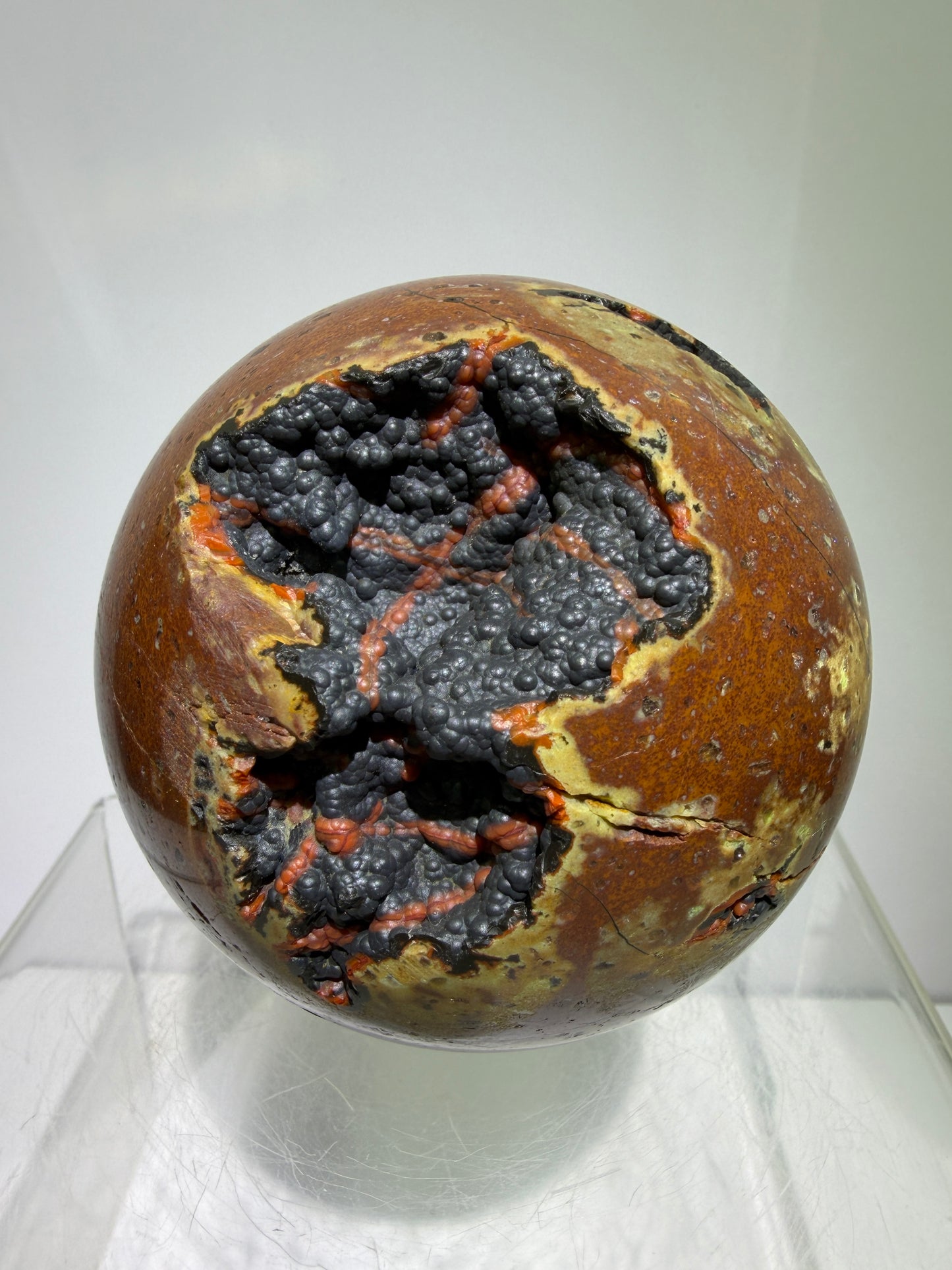 Red Fox Agate Sphere. 77mm. High Quality Druzy Crater Agate From Turkey. Stunning Rare Botryoidal Nodules
